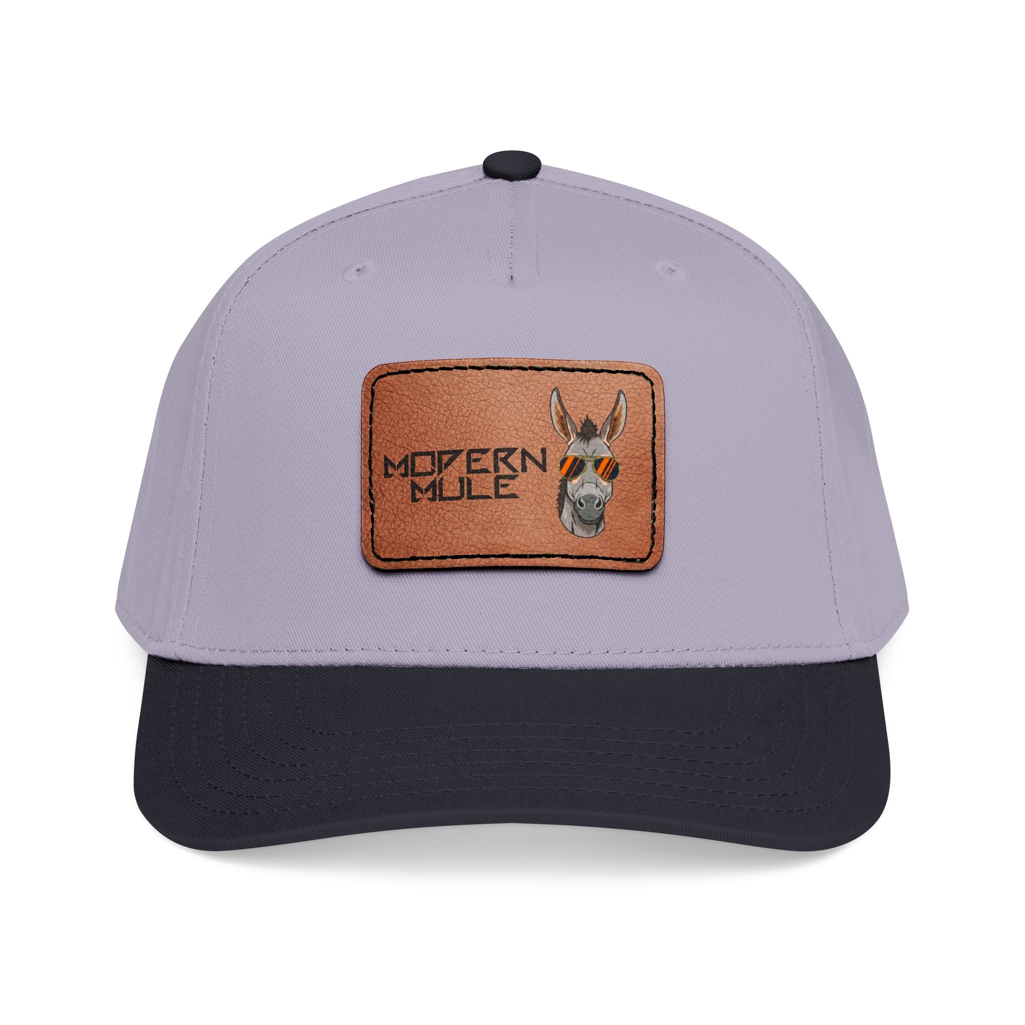 Mid Profile Baseball Cap with Leather Patch (Rectangle)