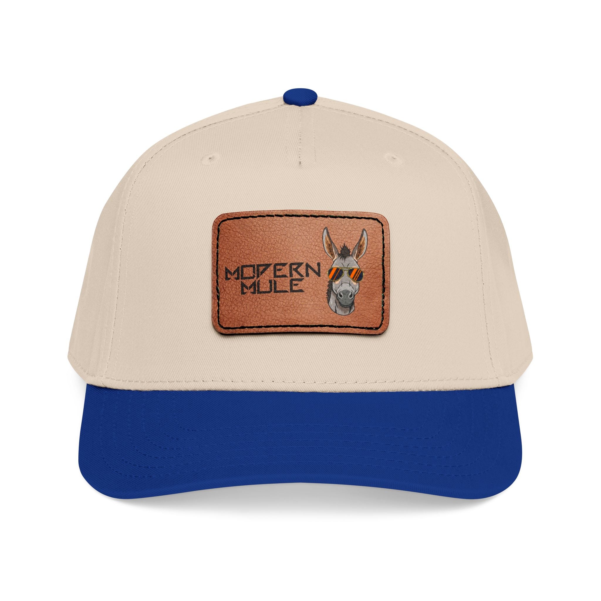 Mid Profile Baseball Cap with Leather Patch (Rectangle)