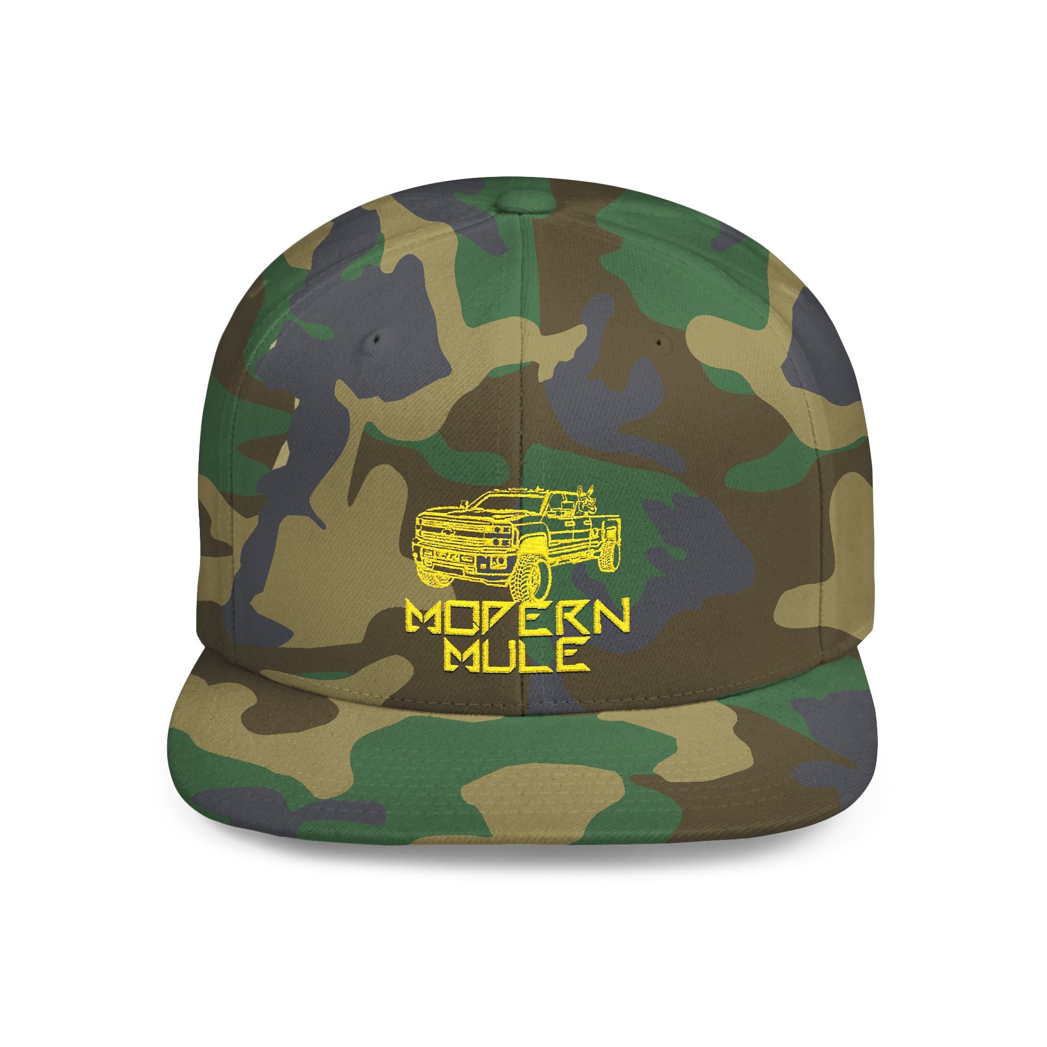 Modern Mule Diesel Truck Lime Green Logo Flat Bill Snapback