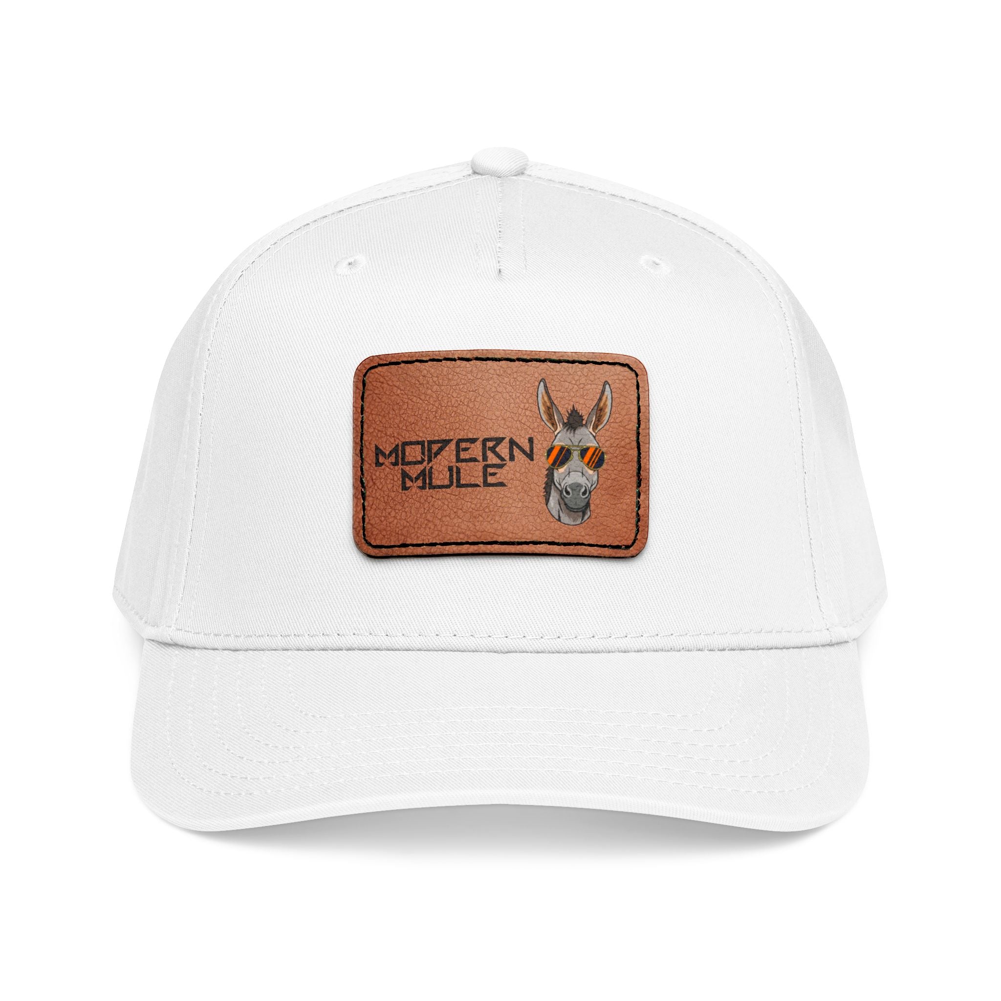 Mid Profile Baseball Cap with Leather Patch (Rectangle)