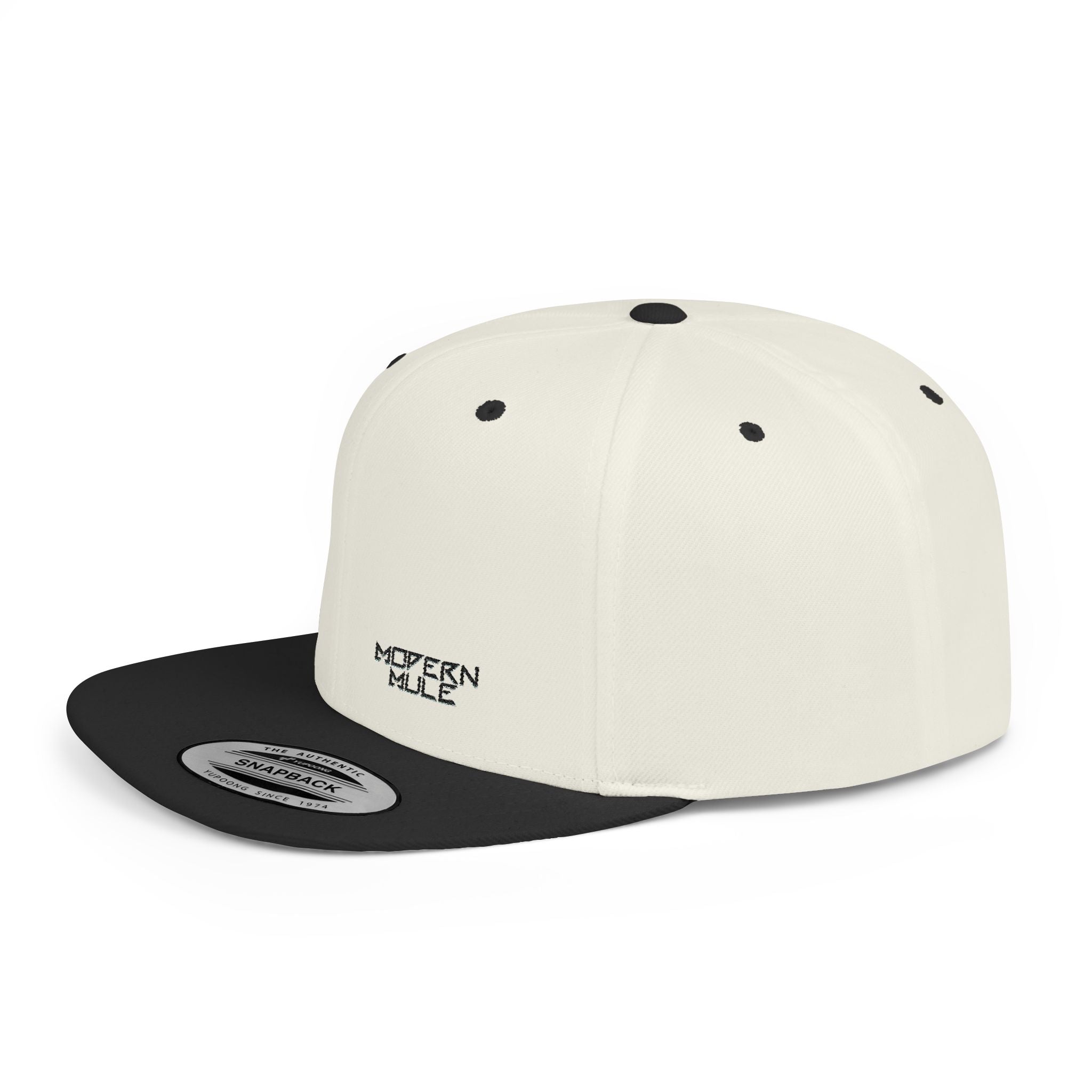 Modern Mule Flat Bill Snapback Hat — Minimal Embroidered Streetwear Cap