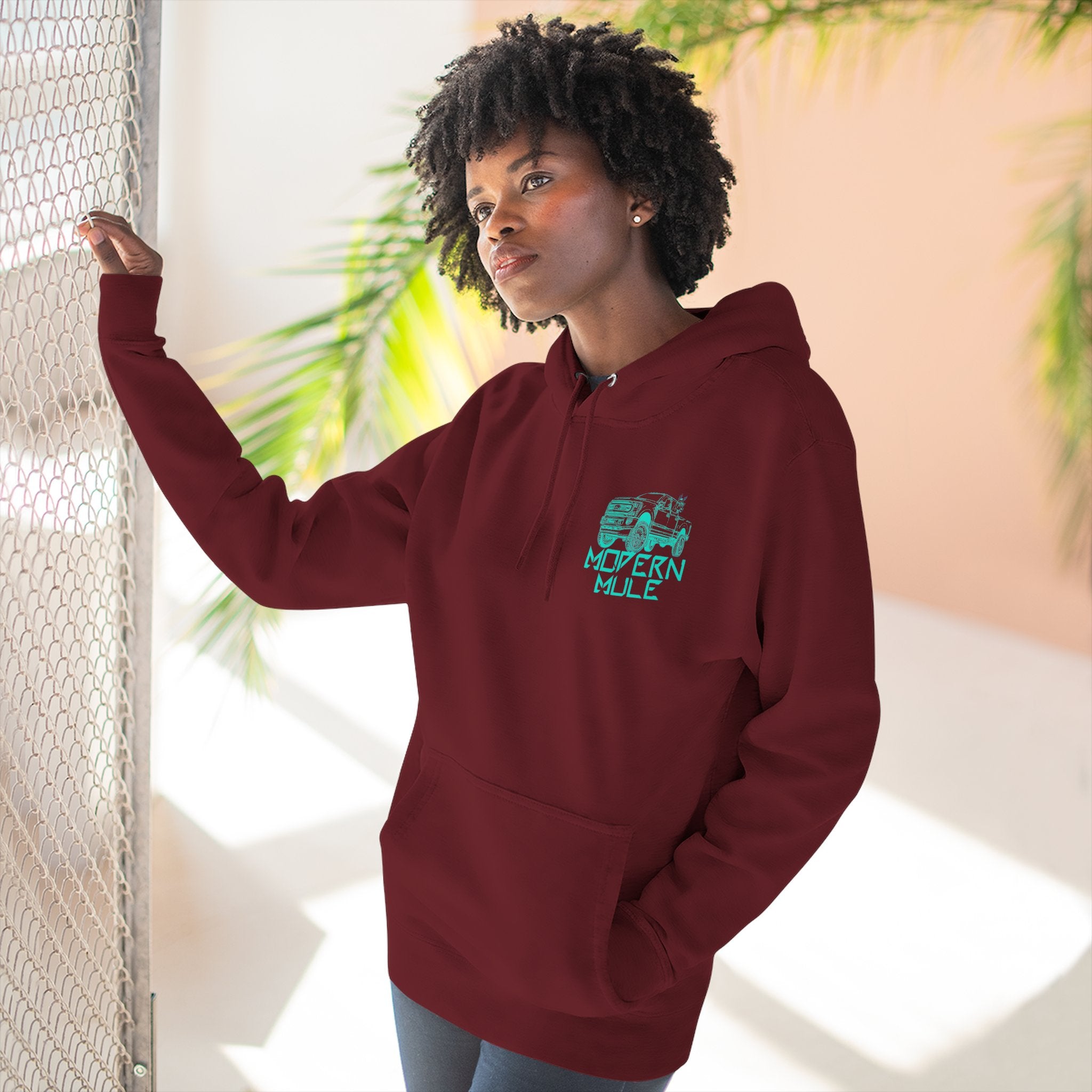 Modern Mule Logo Hoodie — Minimal Graphic Fleece Pullover