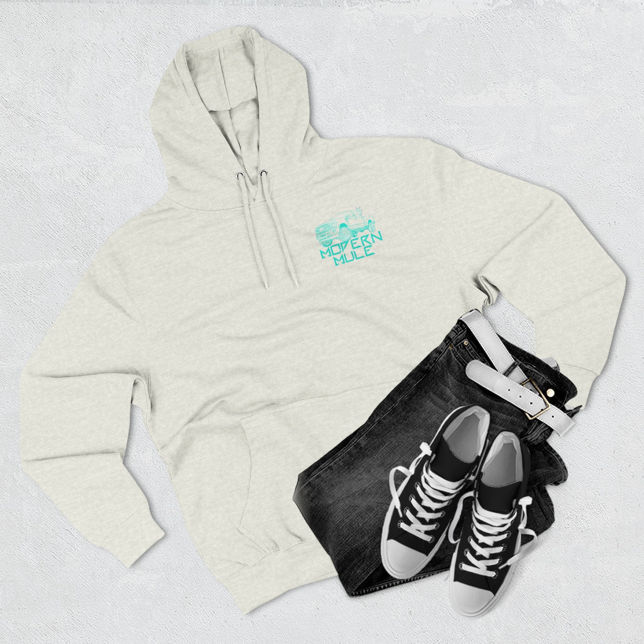 Modern Mule Logo Hoodie — Minimal Graphic Fleece Pullover