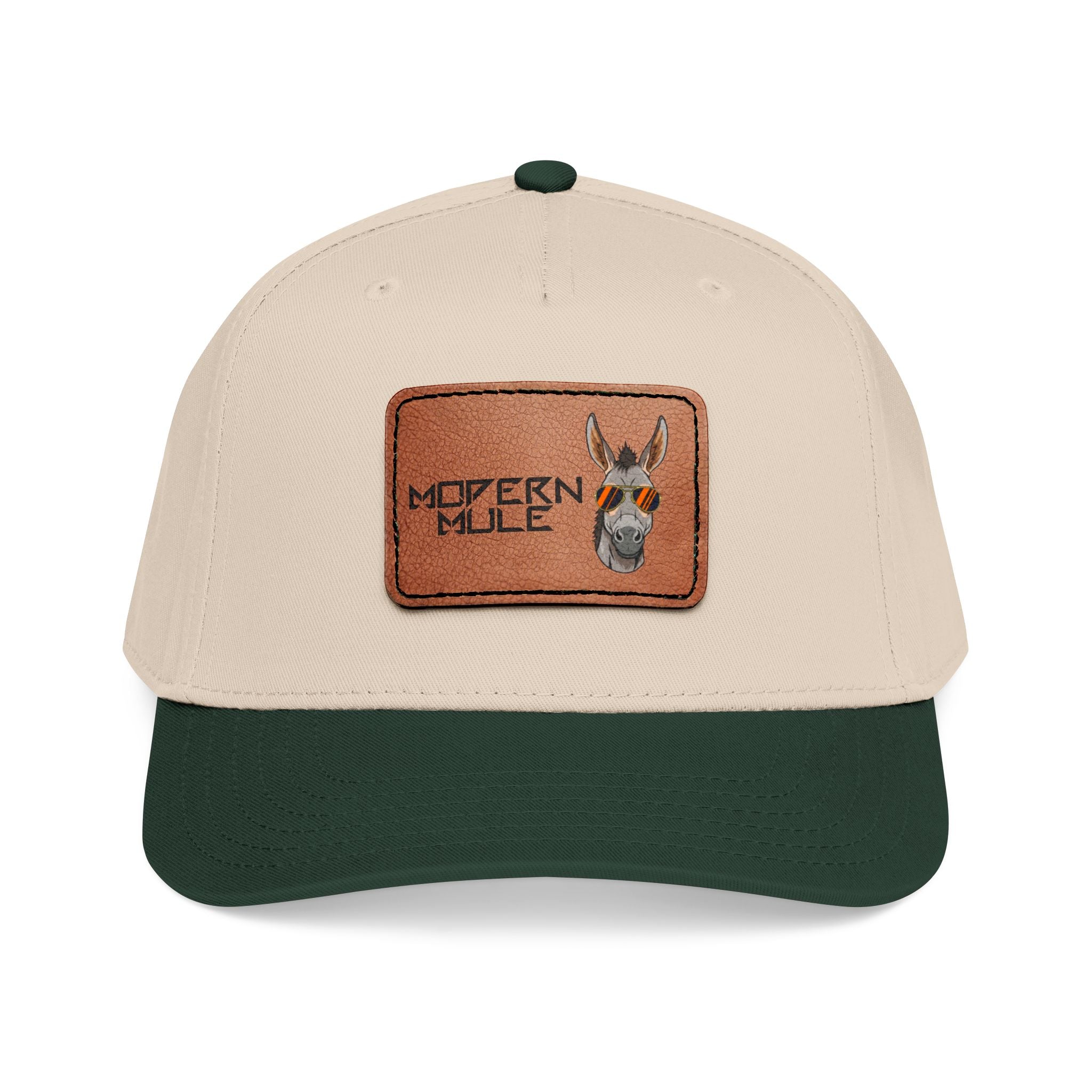 Mid Profile Baseball Cap with Leather Patch (Rectangle)