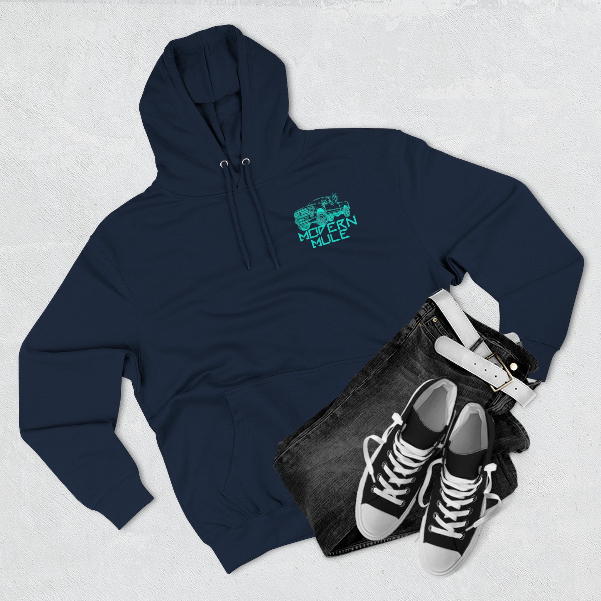 Modern Mule Logo Hoodie — Minimal Graphic Fleece Pullover
