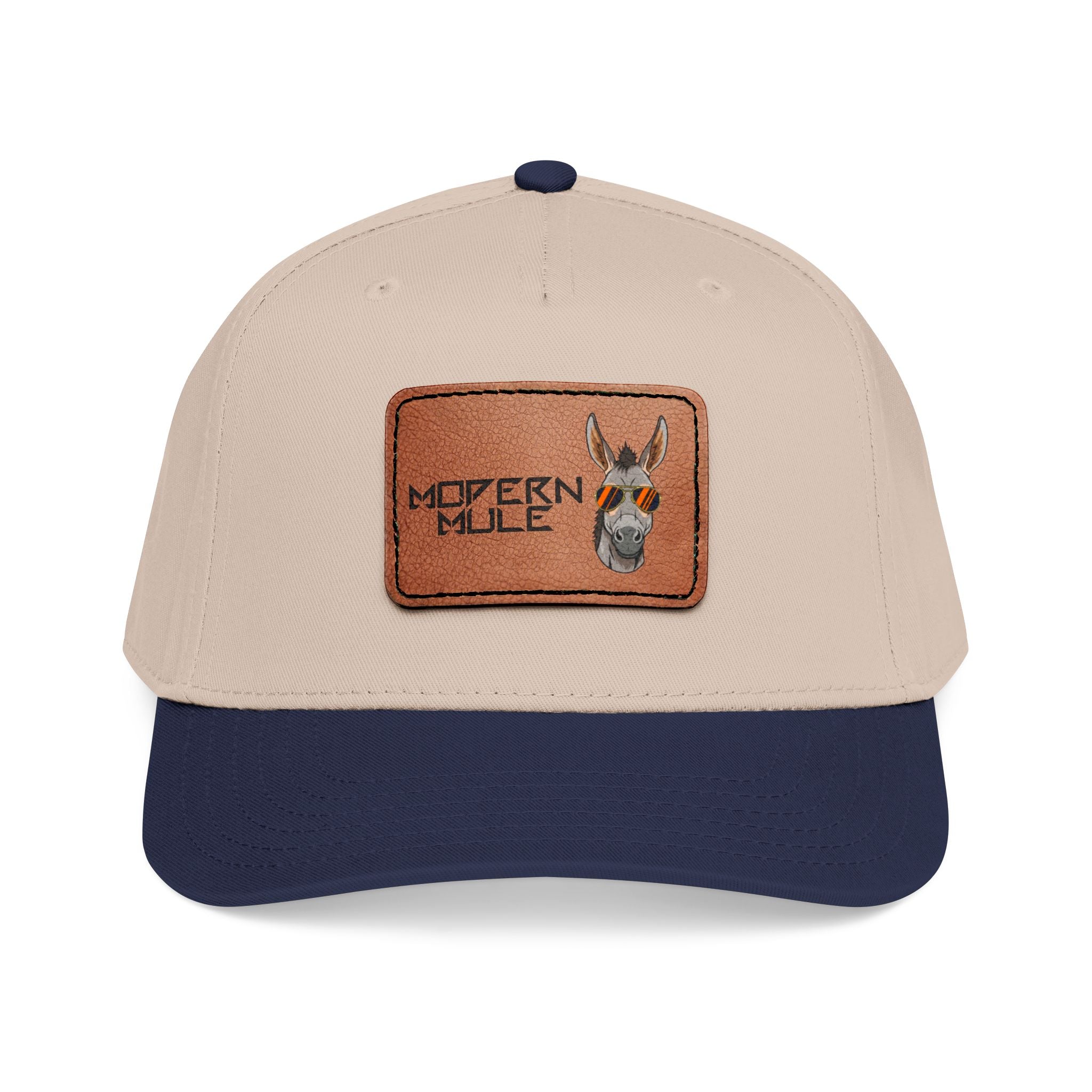 Mid Profile Baseball Cap with Leather Patch (Rectangle)