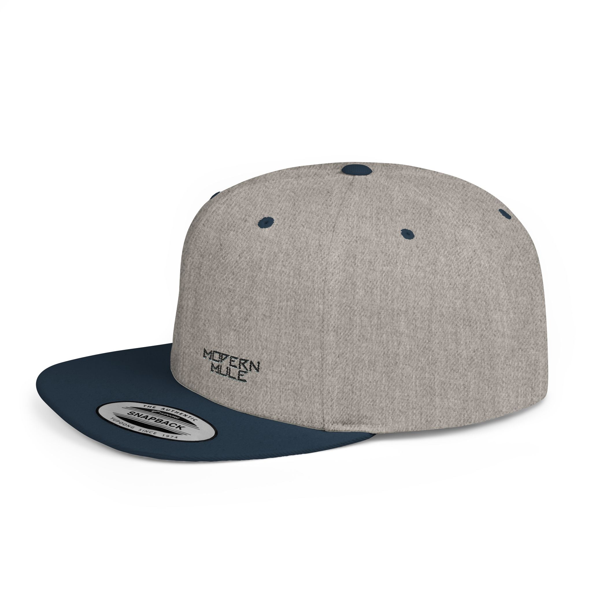 Modern Mule Flat Bill Snapback Hat — Minimal Embroidered Streetwear Cap