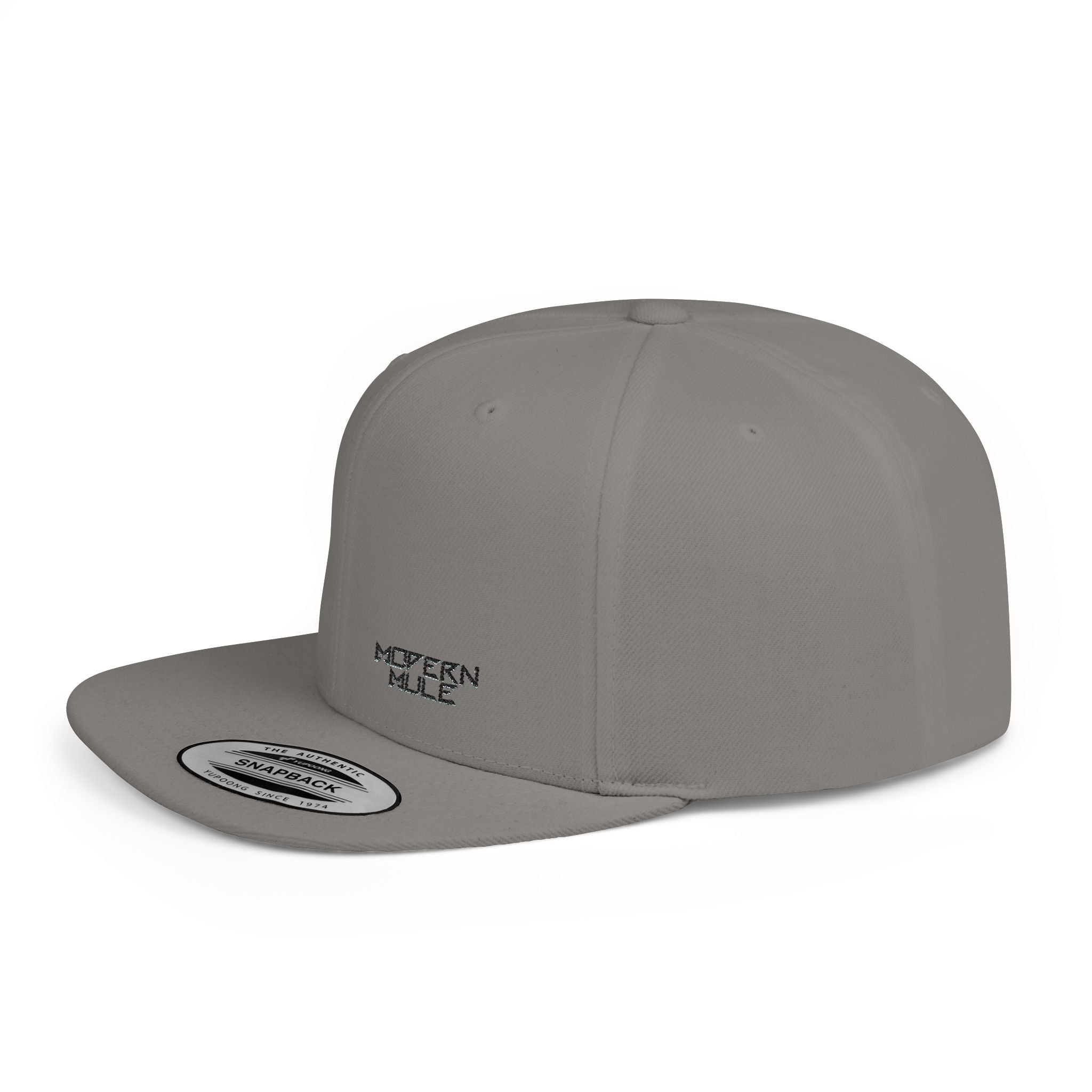 Modern Mule Flat Bill Snapback Hat — Minimal Embroidered Streetwear Cap
