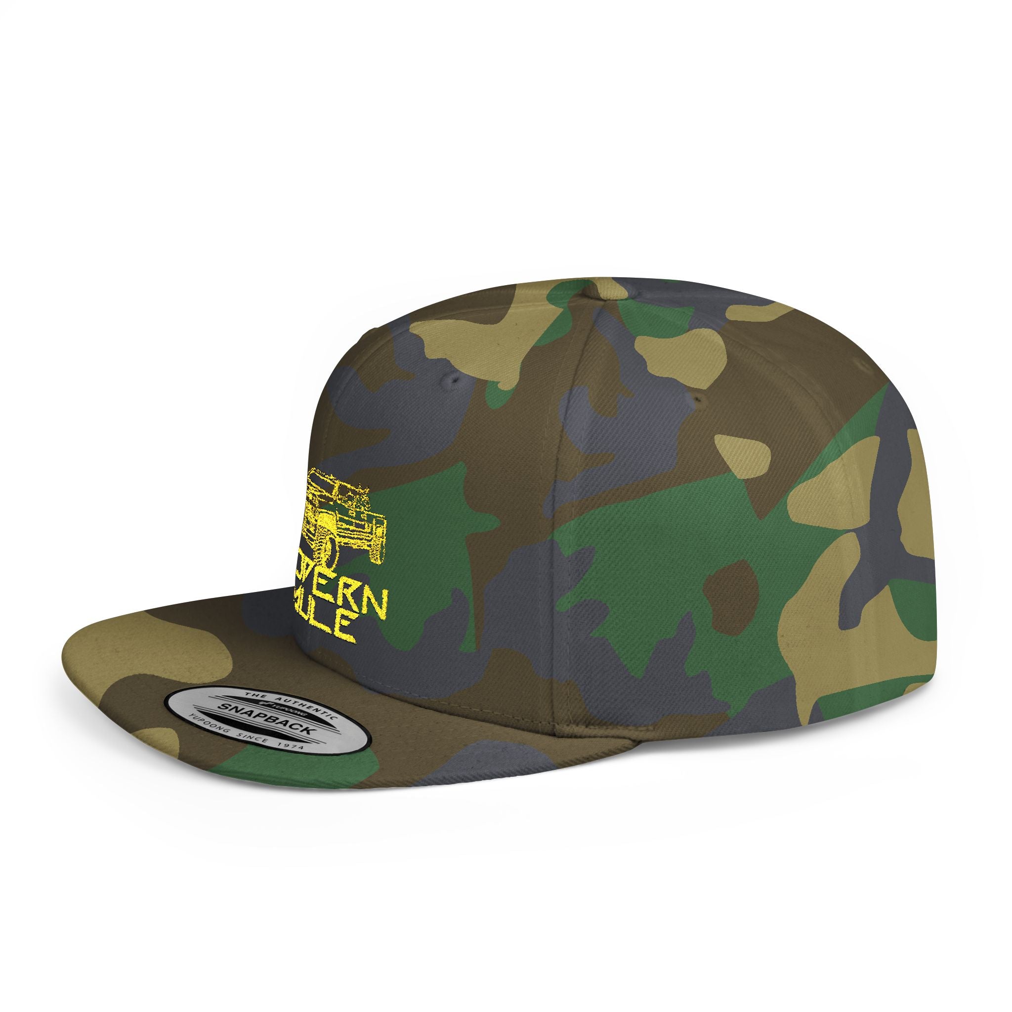 Modern Mule Diesel Truck Lime Green Logo Flat Bill Snapback