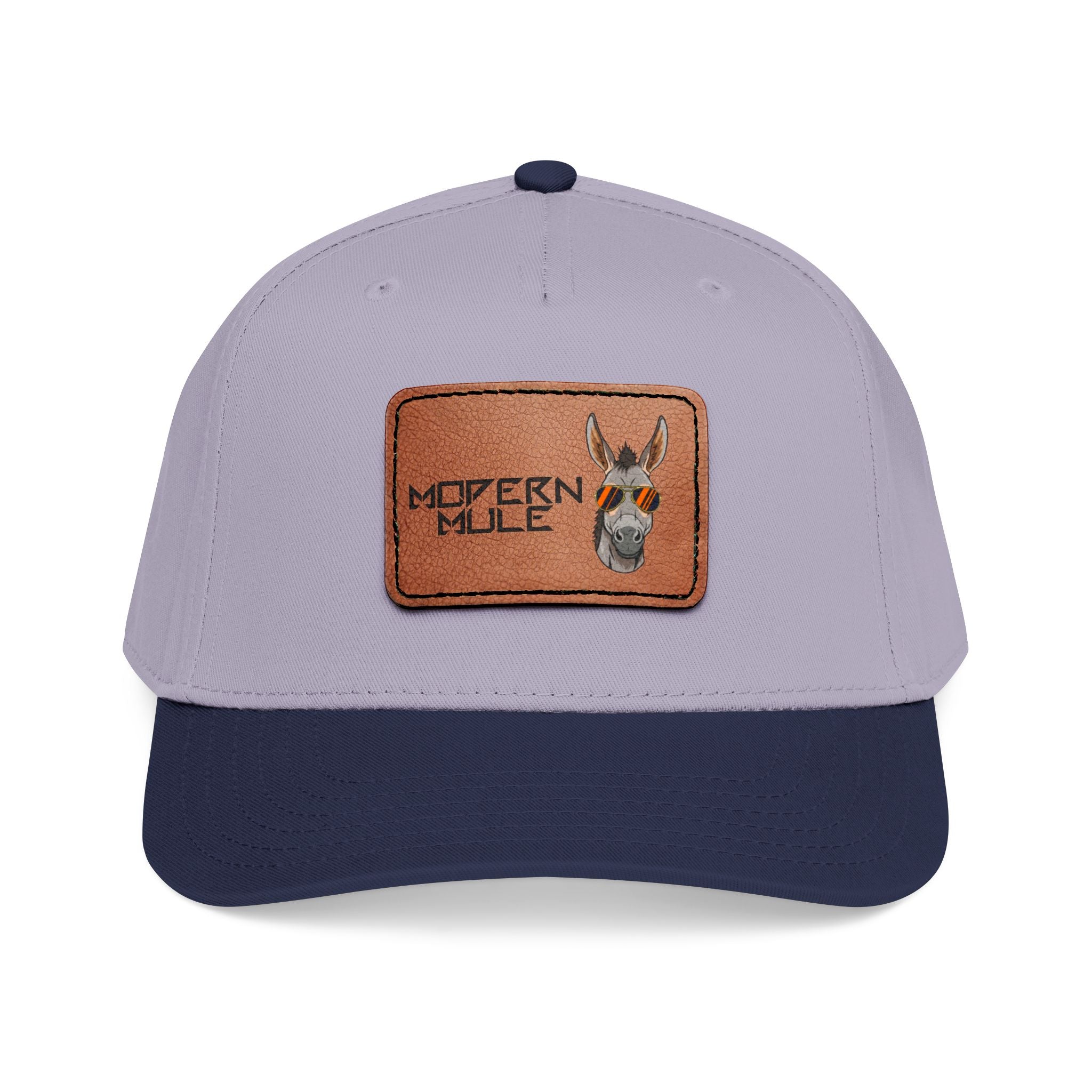 Mid Profile Baseball Cap with Leather Patch (Rectangle)