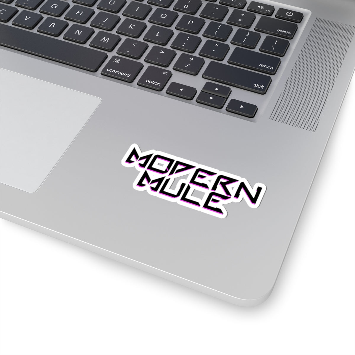 Modern Mule Kiss-Cut Sticker — Retro Futuristic Logo Decal for Laptops & Gear