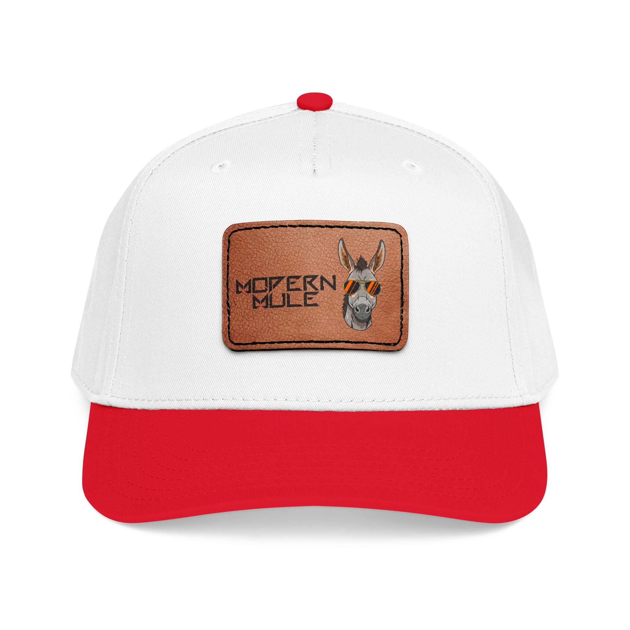 Mid Profile Baseball Cap with Leather Patch (Rectangle)