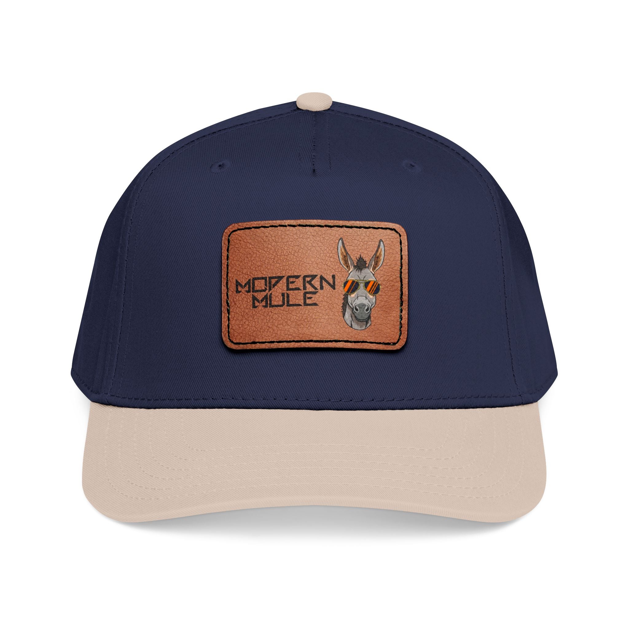 Mid Profile Baseball Cap with Leather Patch (Rectangle)