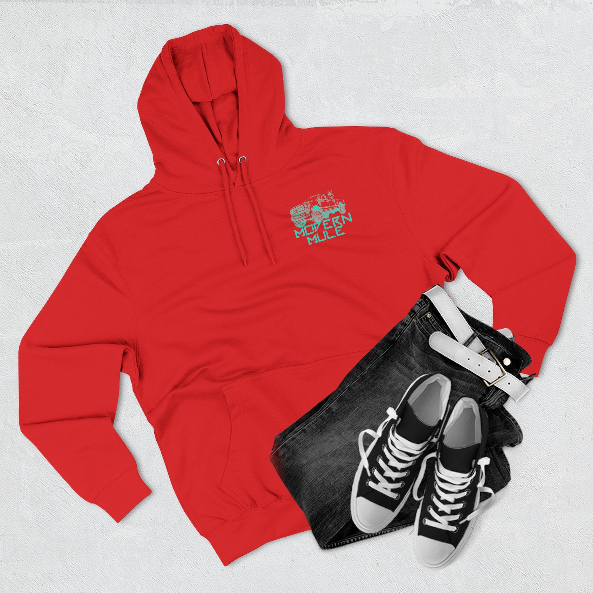 Modern Mule Logo Hoodie — Minimal Graphic Fleece Pullover