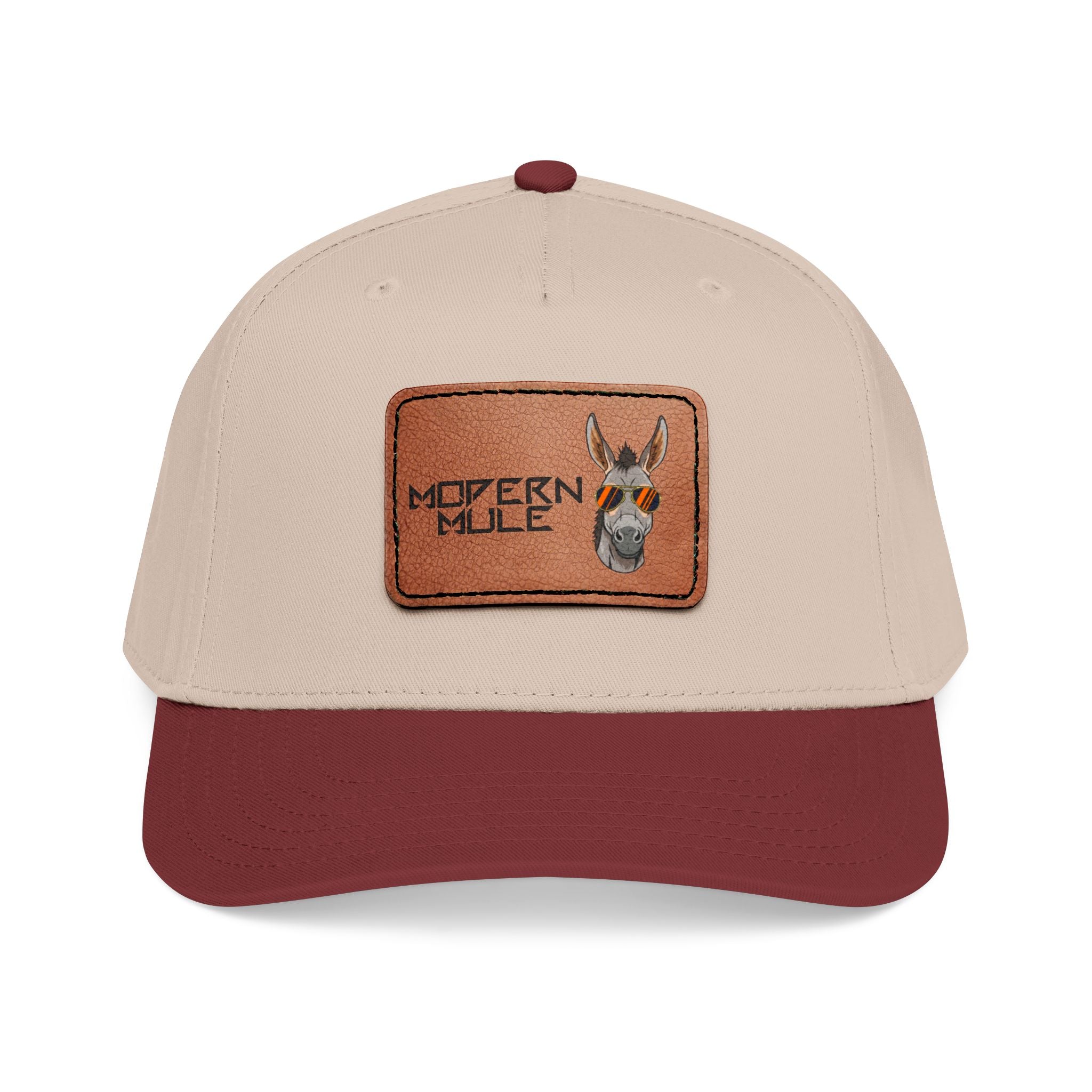Mid Profile Baseball Cap with Leather Patch (Rectangle)