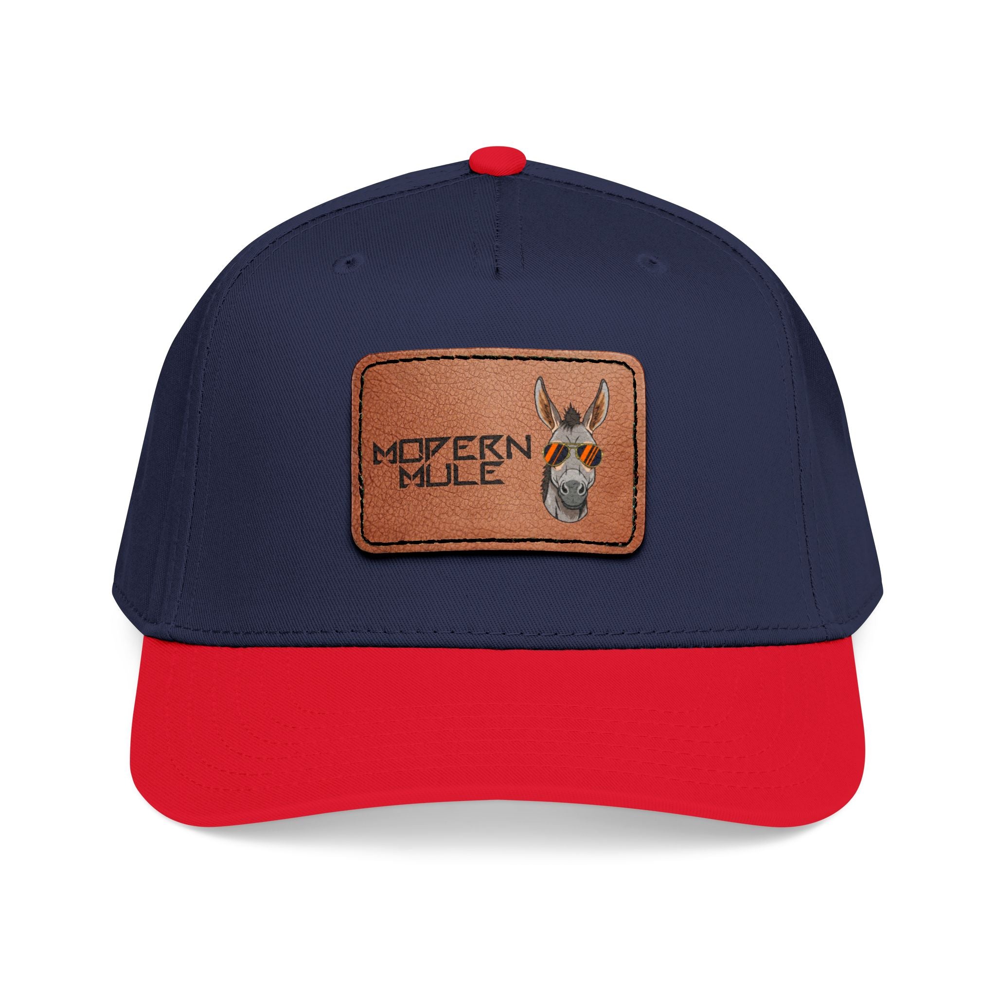 Mid Profile Baseball Cap with Leather Patch (Rectangle)