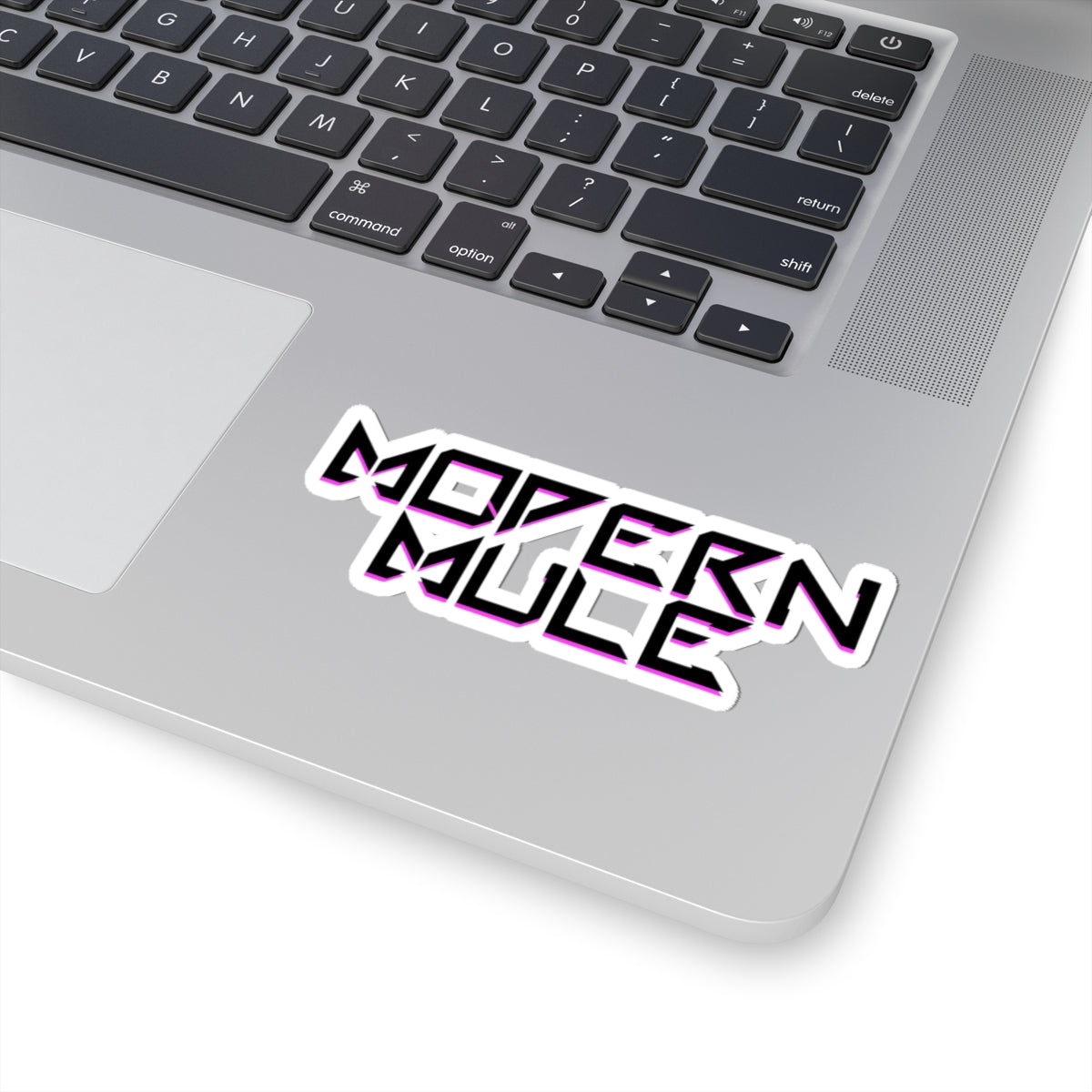 Modern Mule Kiss-Cut Sticker — Retro Futuristic Logo Decal for Laptops & Gear