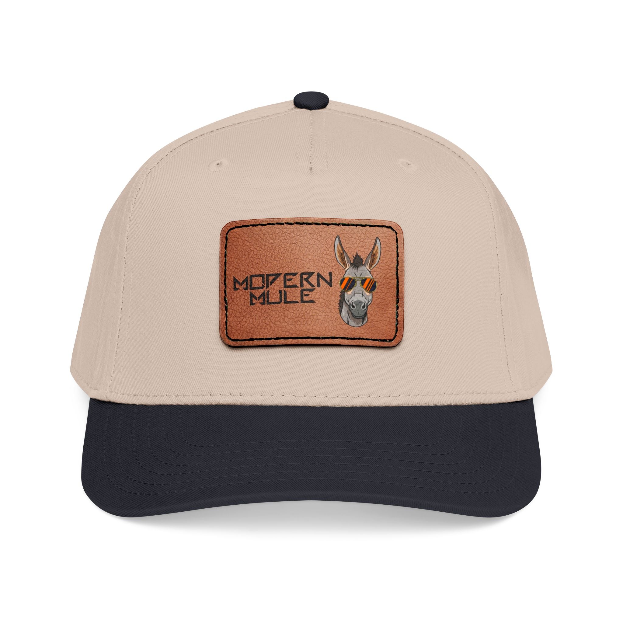 Mid Profile Baseball Cap with Leather Patch (Rectangle)