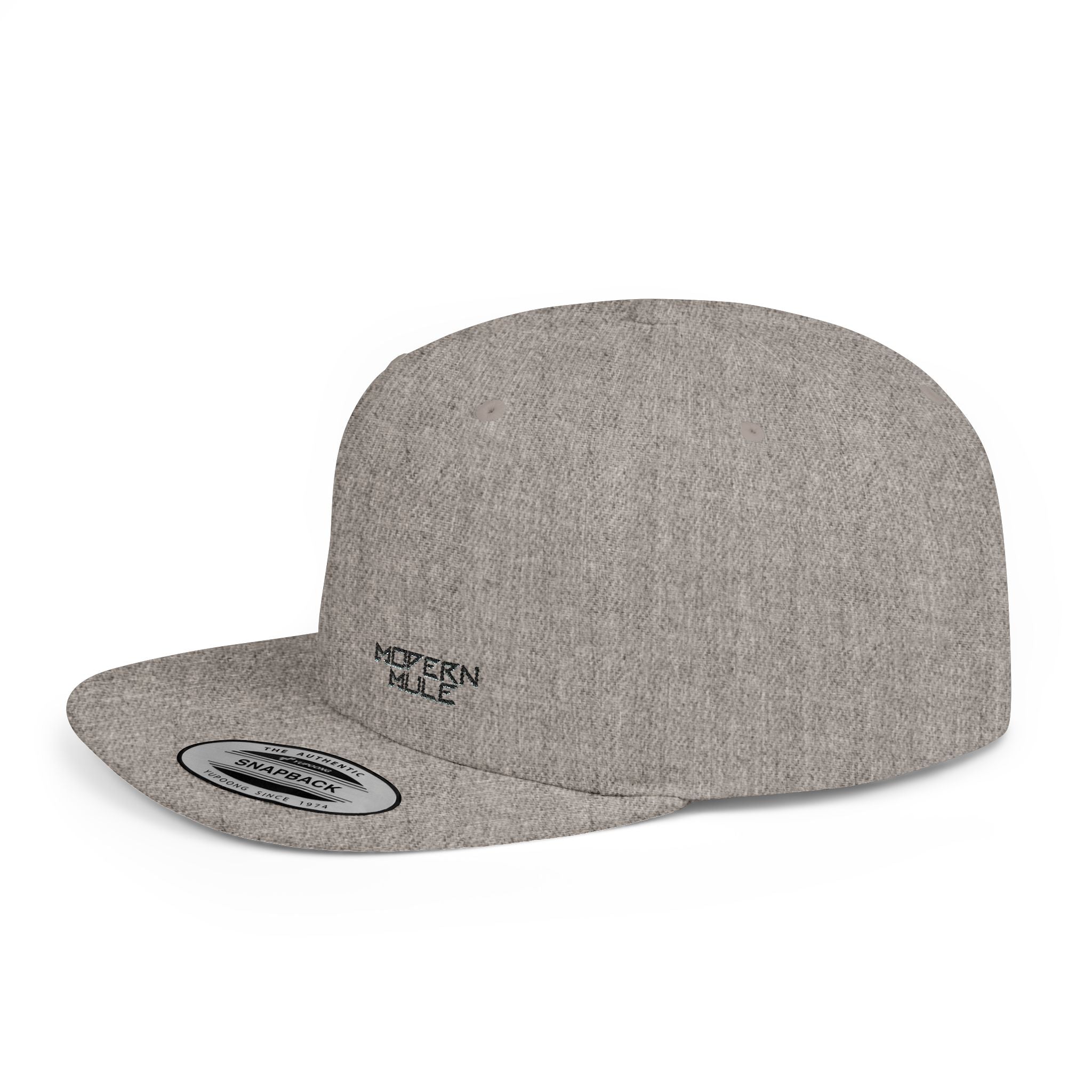 Modern Mule Flat Bill Snapback Hat — Minimal Embroidered Streetwear Cap