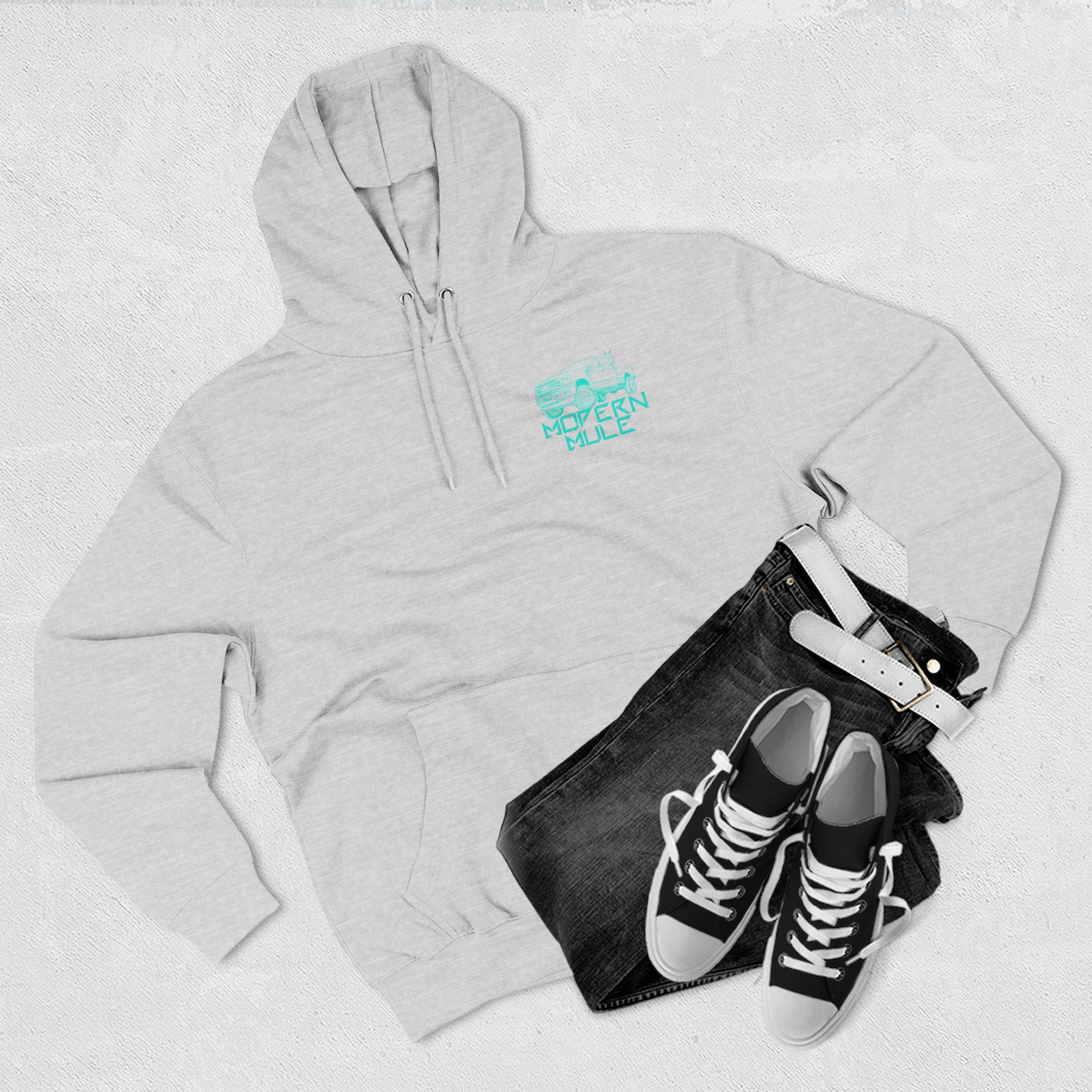Modern Mule Logo Hoodie — Minimal Graphic Fleece Pullover