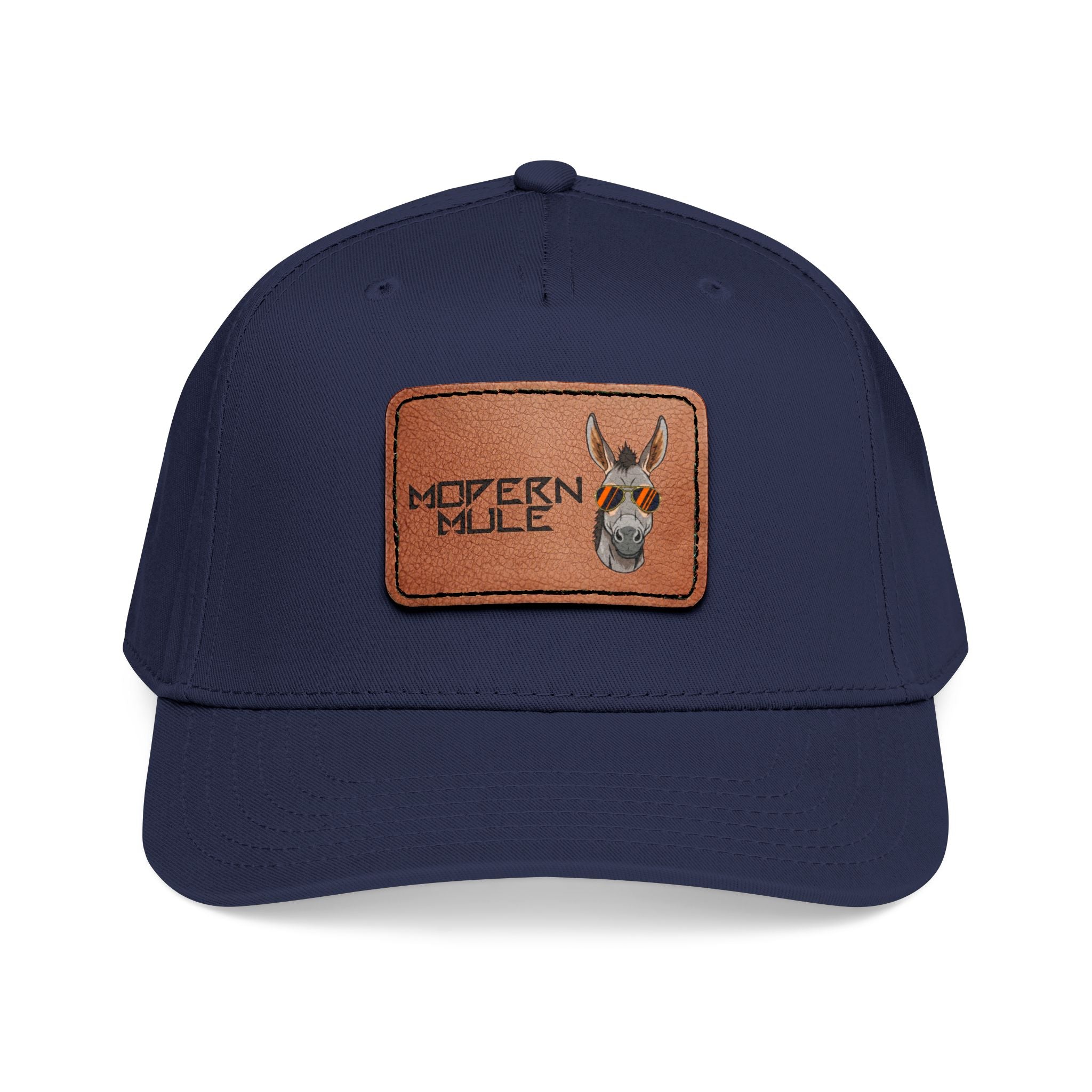 Mid Profile Baseball Cap with Leather Patch (Rectangle)