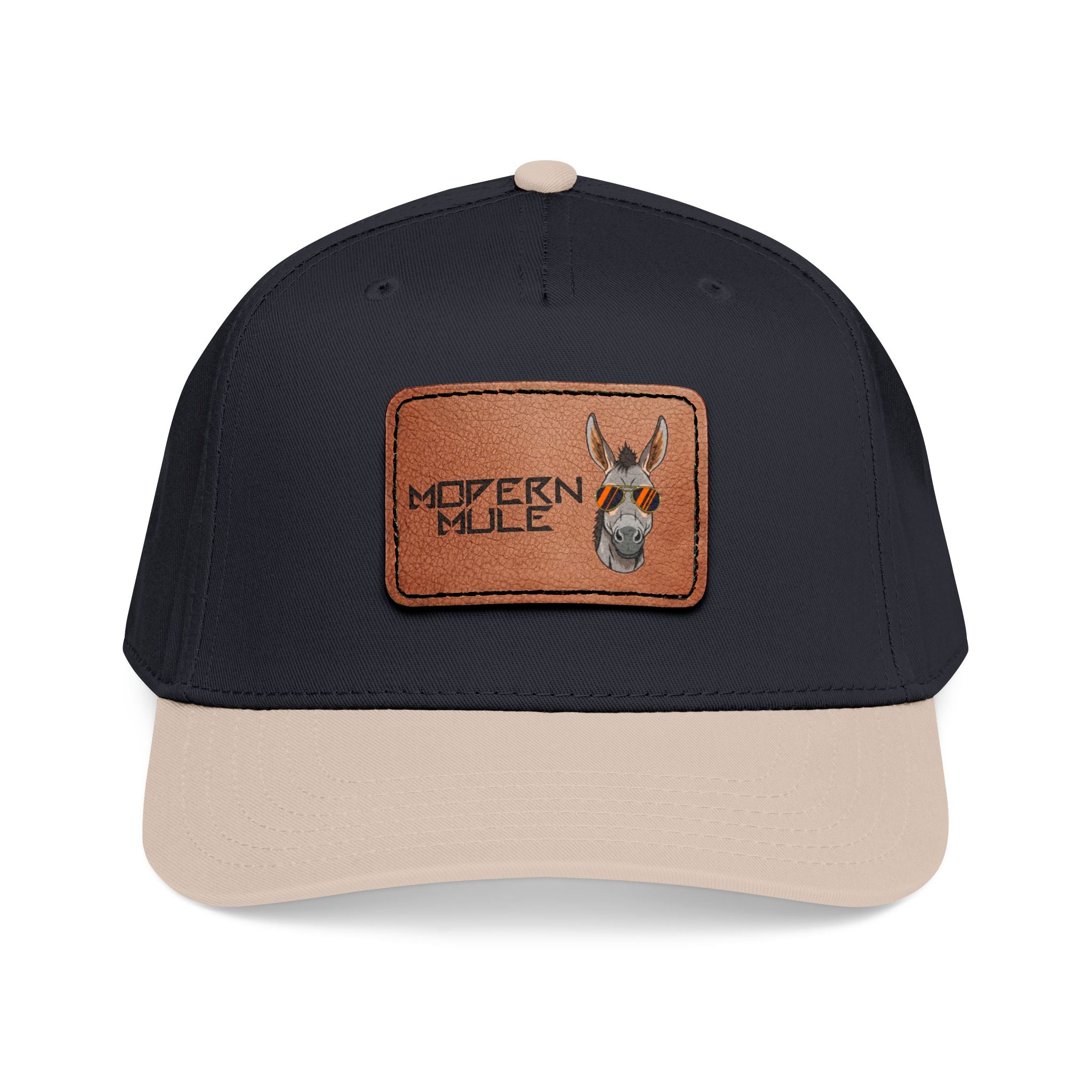 Mid Profile Baseball Cap with Leather Patch (Rectangle)