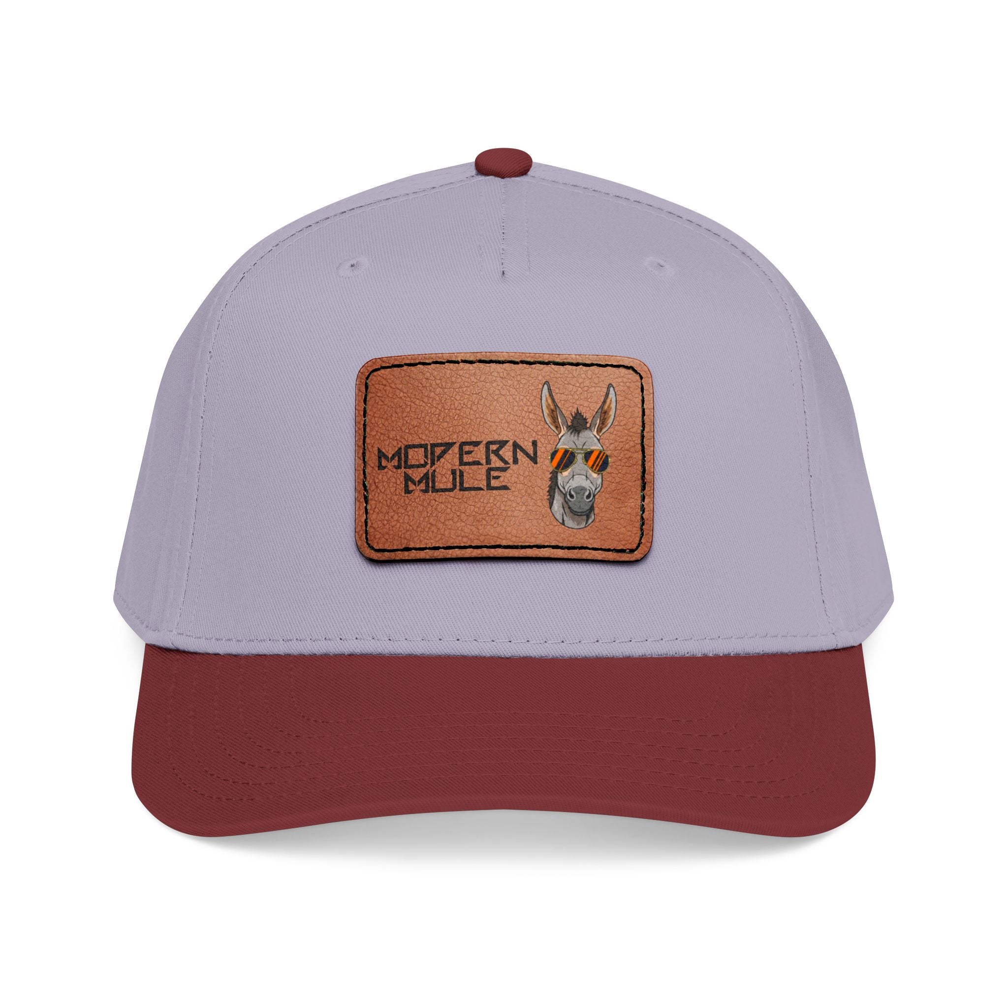 Mid Profile Baseball Cap with Leather Patch (Rectangle)