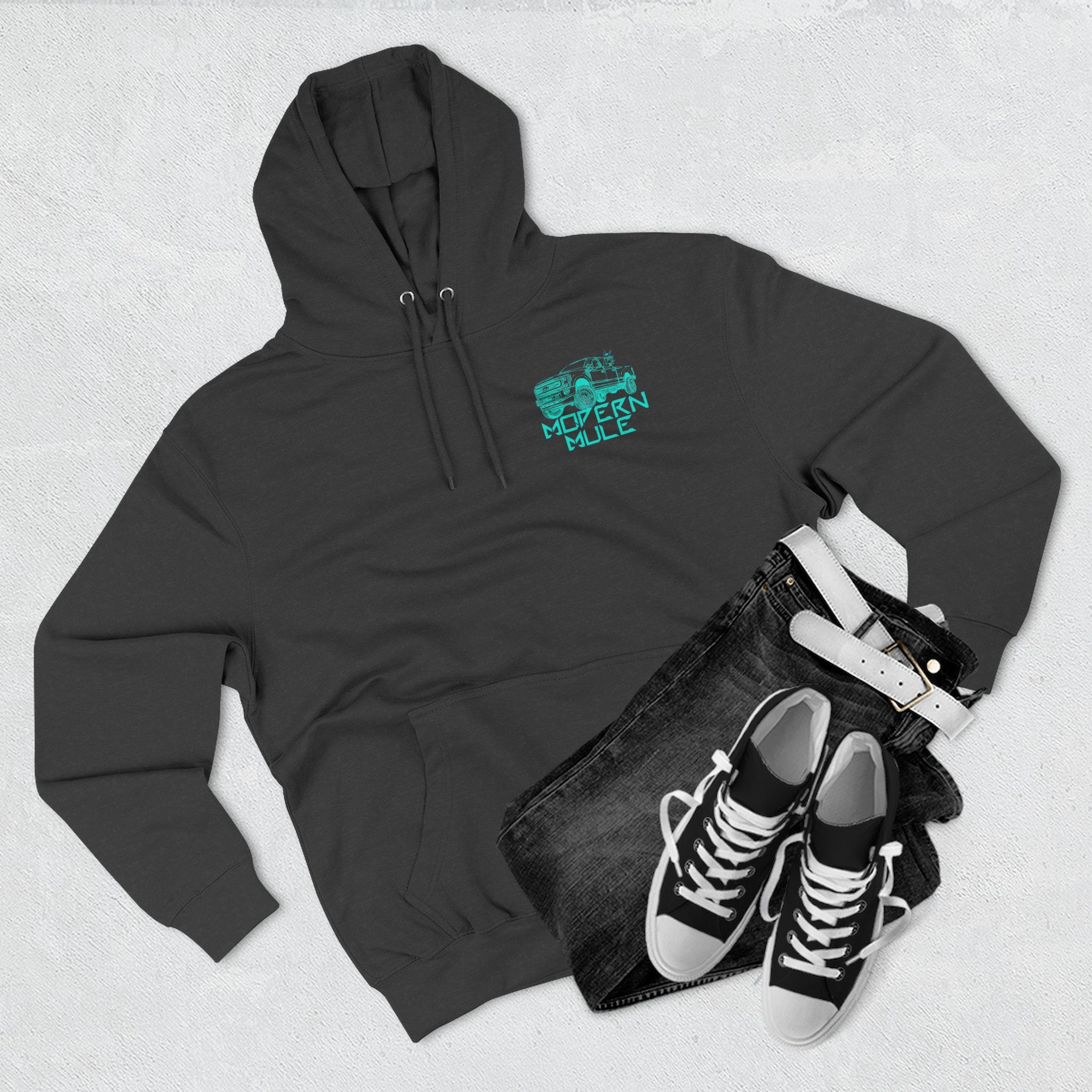 Modern Mule Logo Hoodie — Minimal Graphic Fleece Pullover