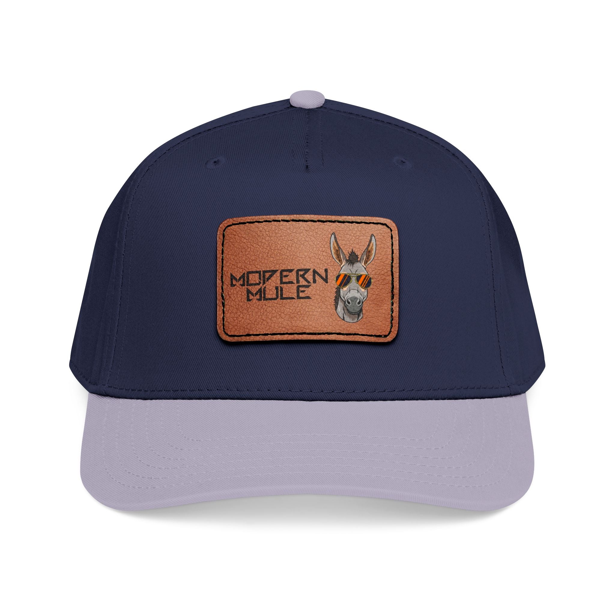 Mid Profile Baseball Cap with Leather Patch (Rectangle)