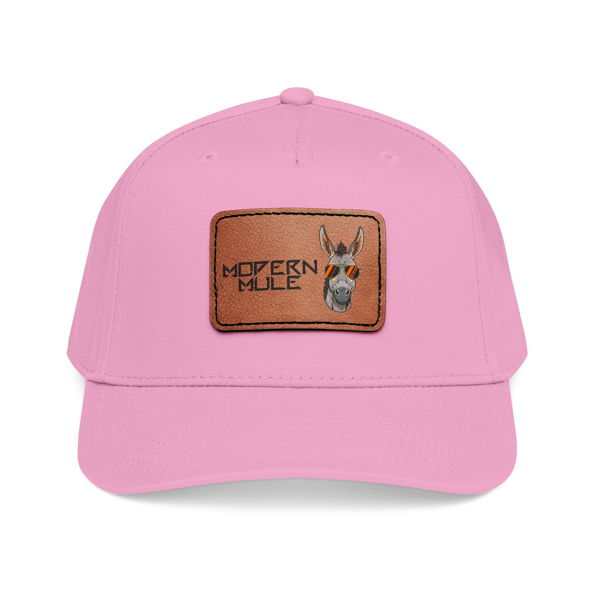 Mid Profile Baseball Cap with Leather Patch (Rectangle)