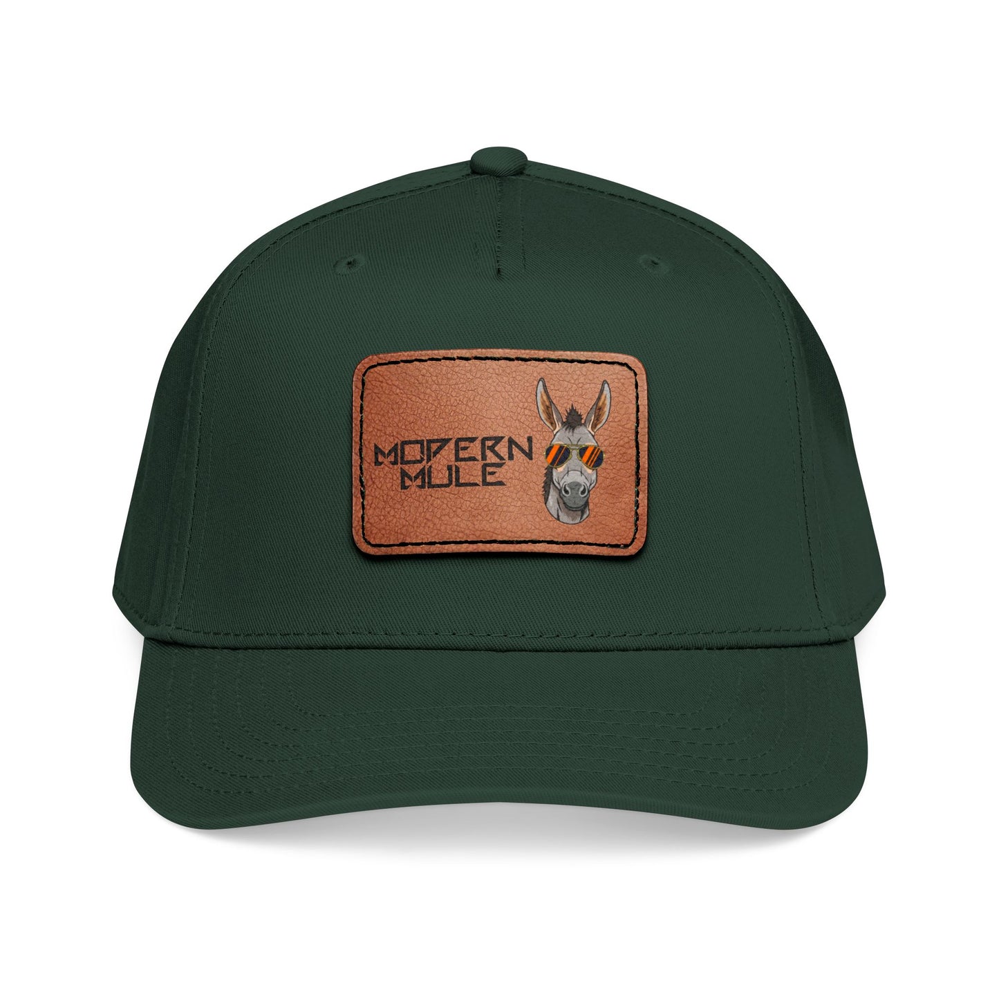 Mid Profile Baseball Cap with Leather Patch (Rectangle)
