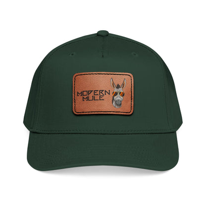 Mid Profile Baseball Cap with Leather Patch (Rectangle)