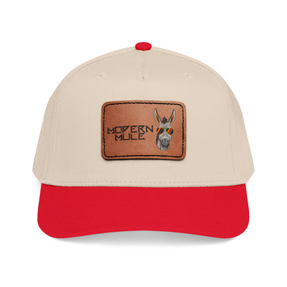 Mid Profile Baseball Cap with Leather Patch (Rectangle)