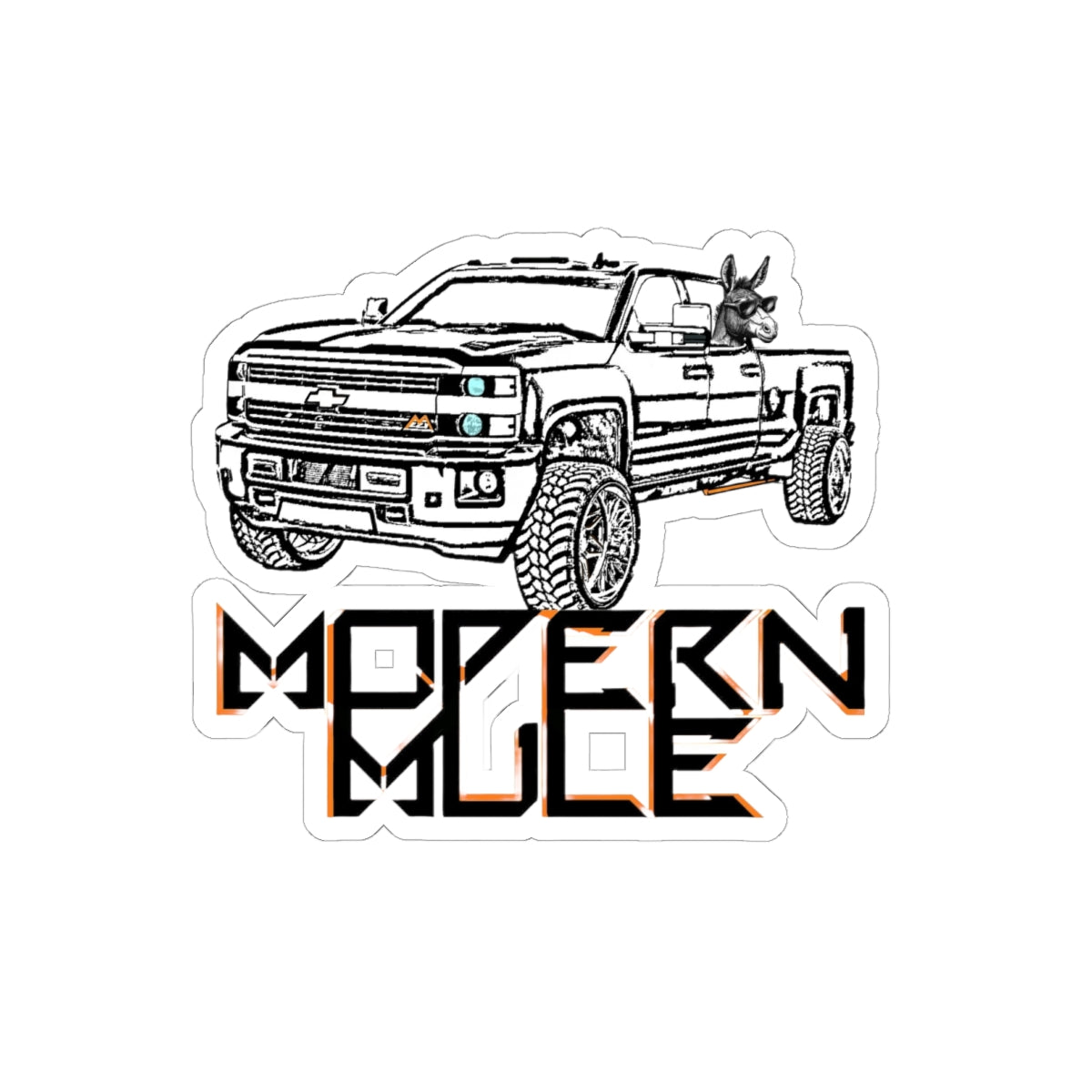 Modern Gully Truck Kiss-Cut Sticker — Off-Road Pickup Art Decal