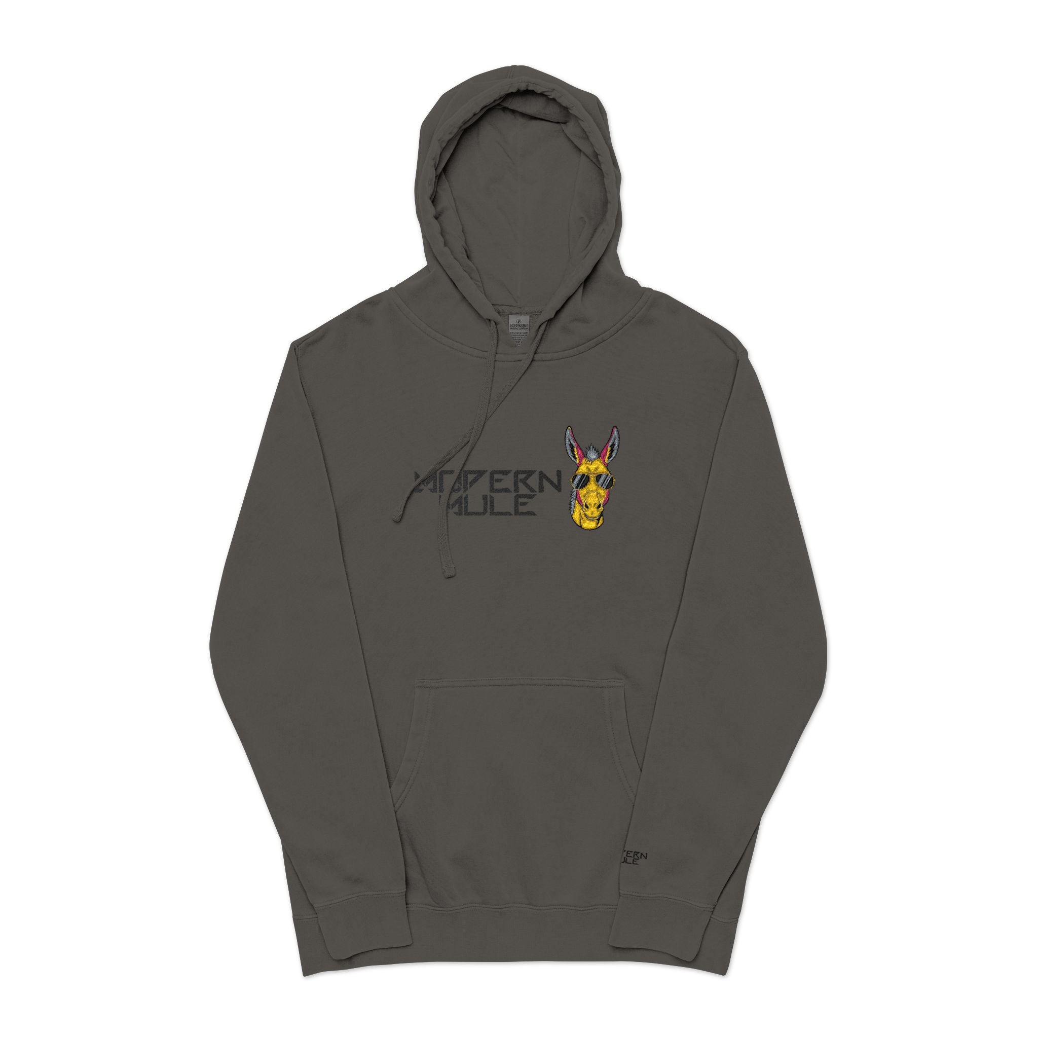 Modern Mule Funny Hoodie — Pigment-Dyed Casual Pullover