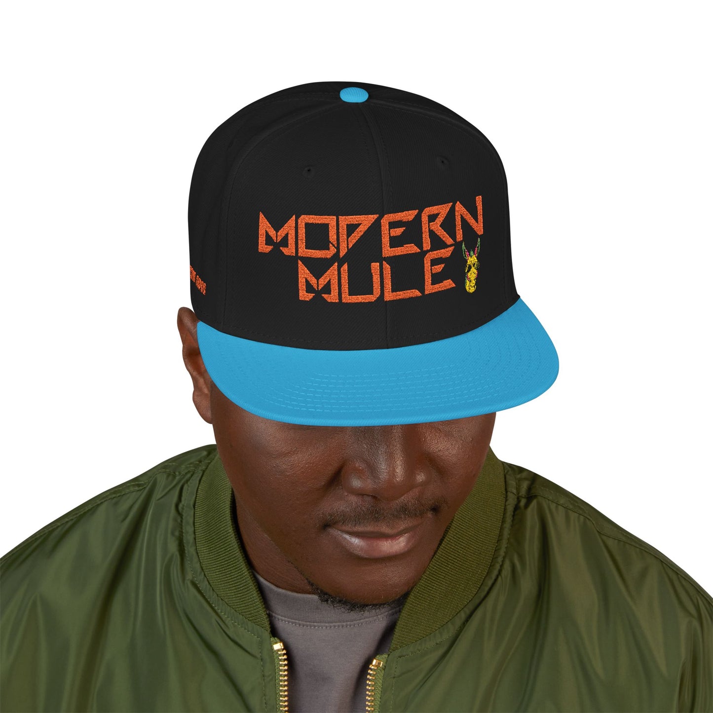 Snapback Hat — "Modern Mule Haulin' Auss" Embroidered Diesel Truck Design