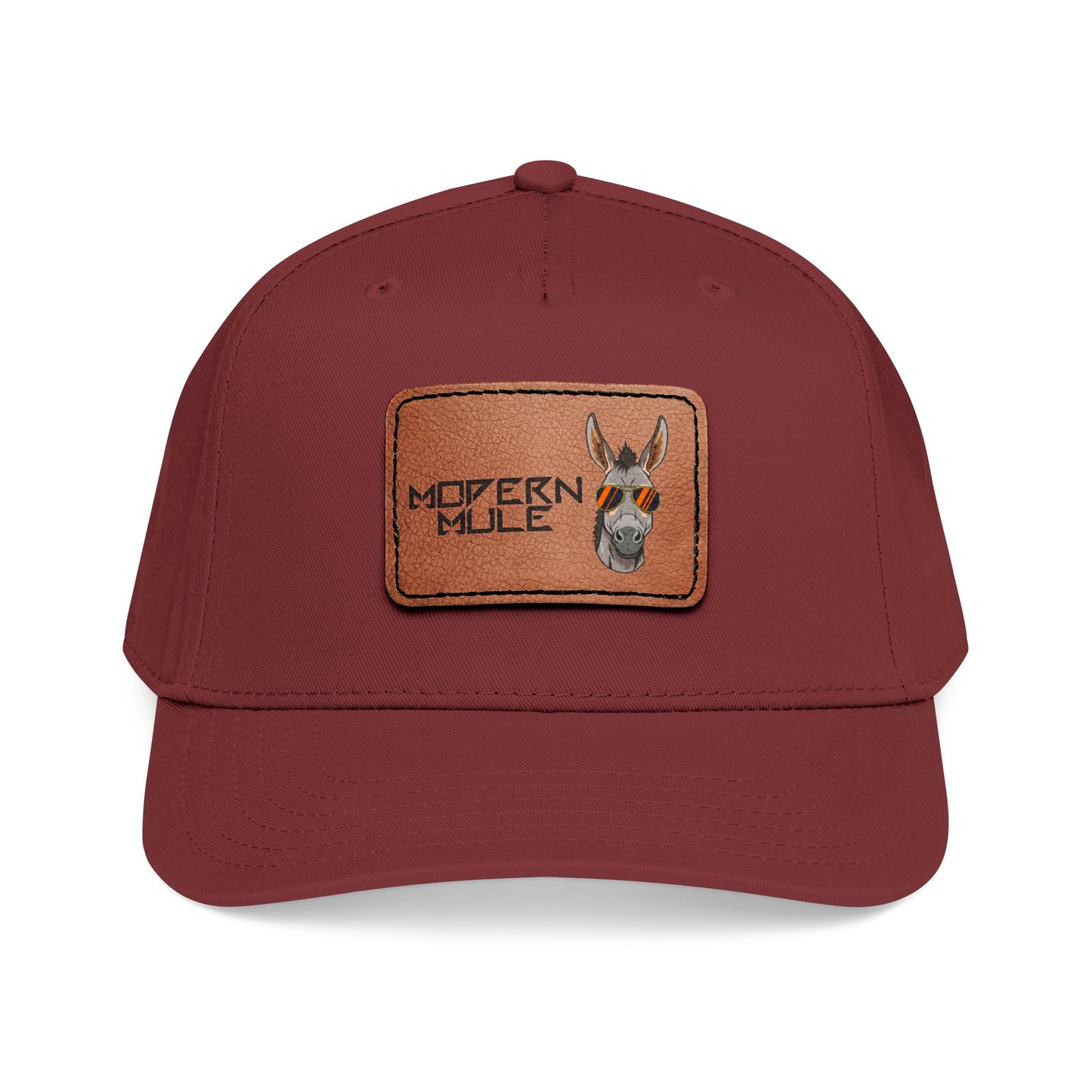 Mid Profile Baseball Cap with Leather Patch (Rectangle)