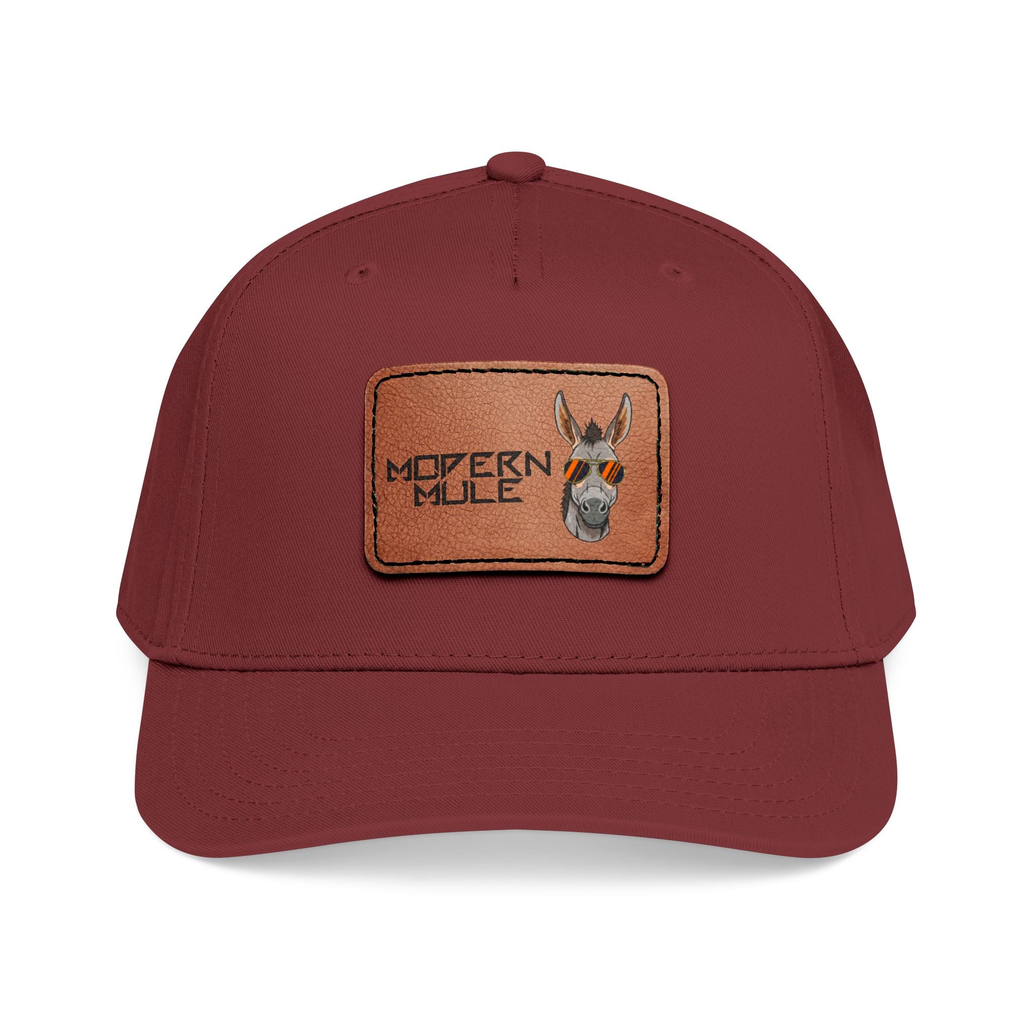 Mid Profile Baseball Cap with Leather Patch (Rectangle)