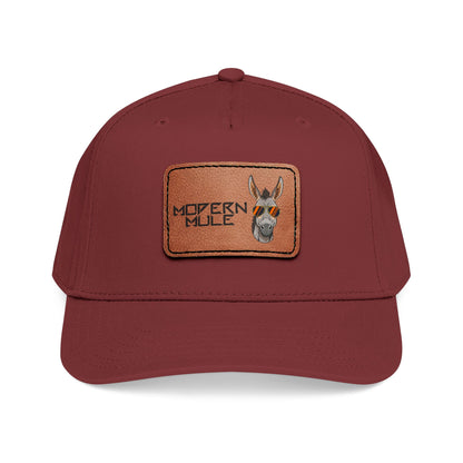 Mid Profile Baseball Cap with Leather Patch (Rectangle)