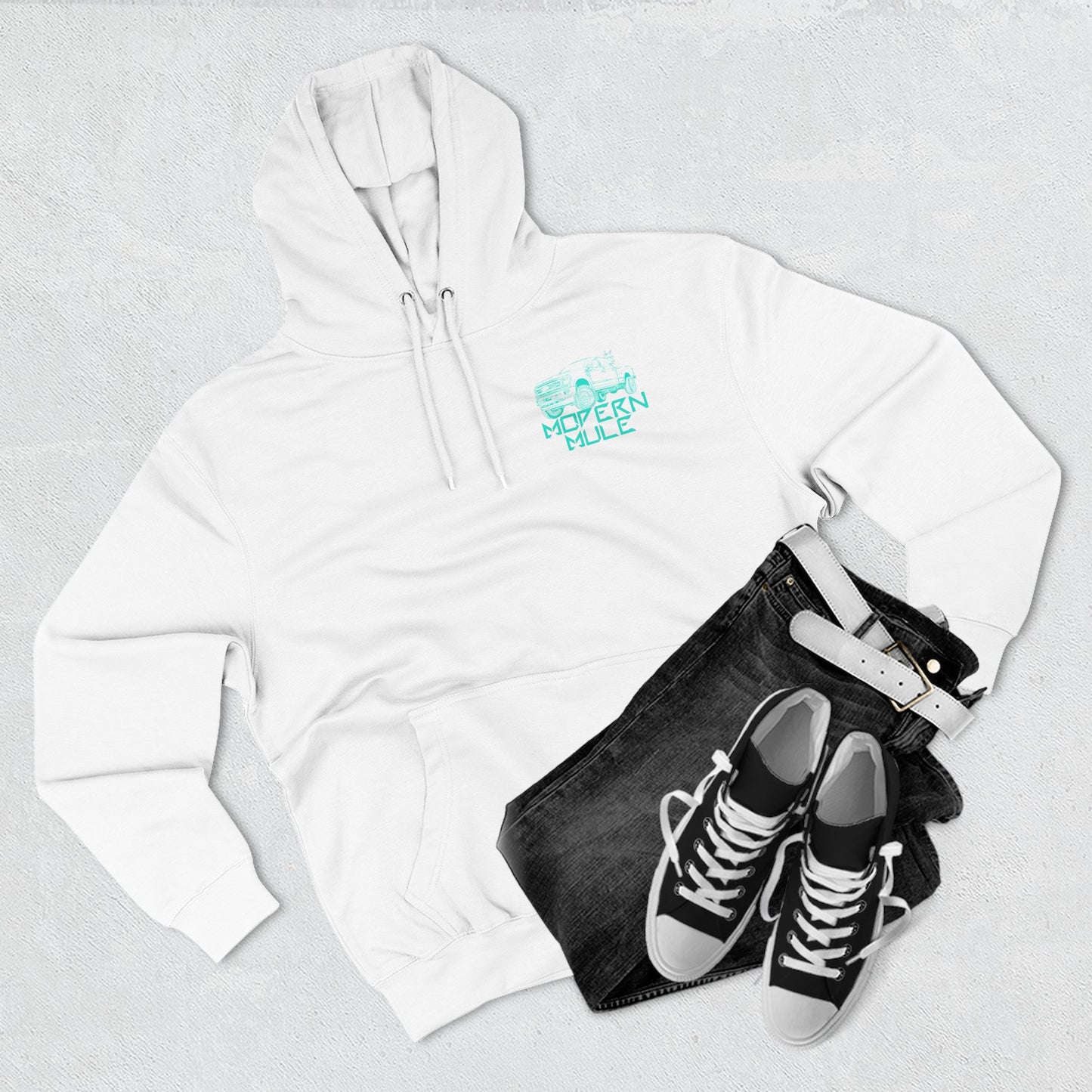 Modern Mule Logo Hoodie — Minimal Graphic Fleece Pullover