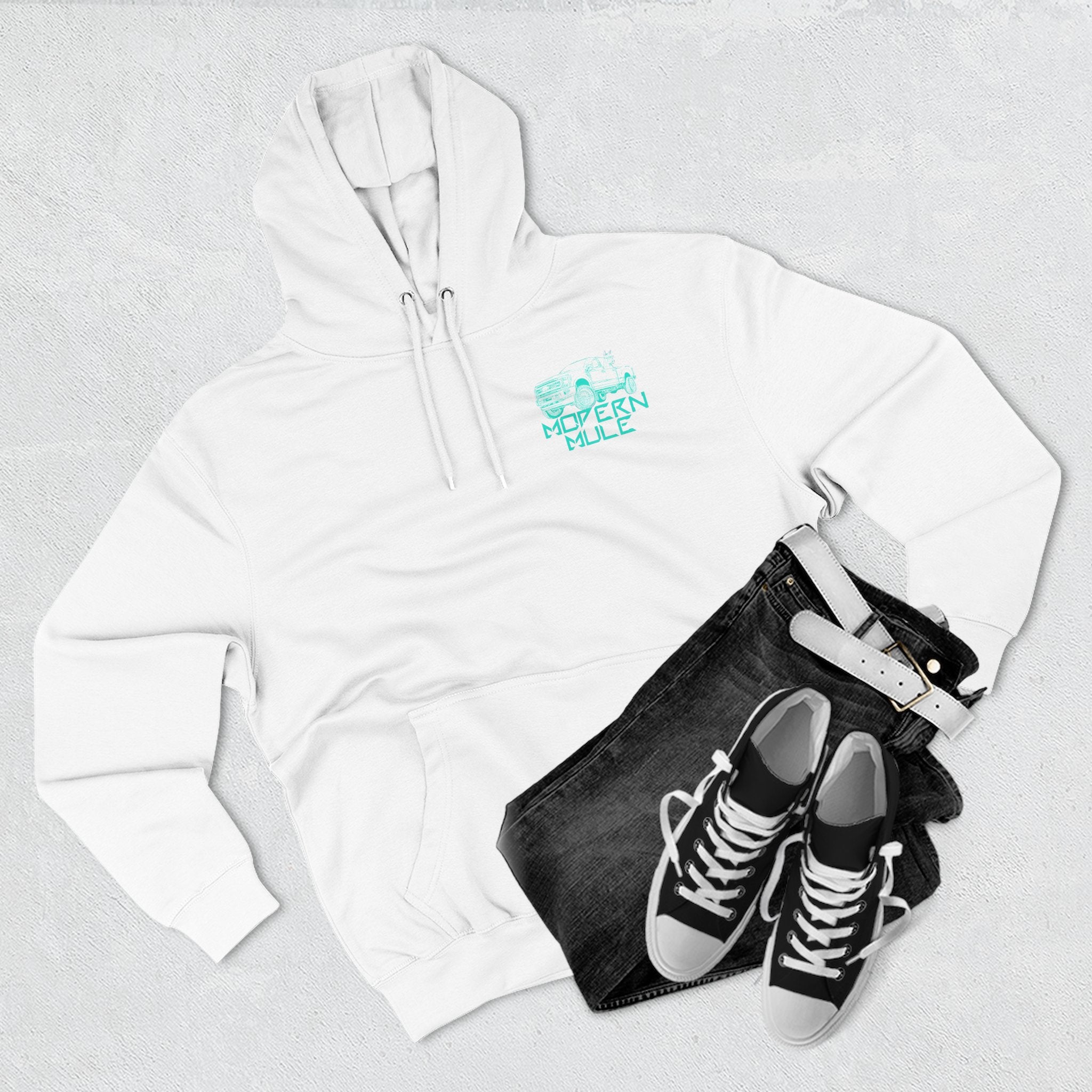 Modern Mule Logo Hoodie — Minimal Graphic Fleece Pullover