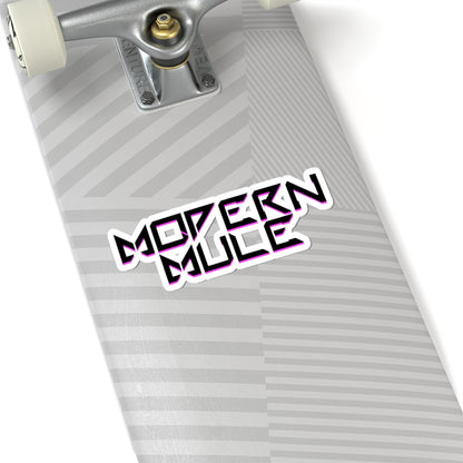 Modern Mule Kiss-Cut Sticker — Retro Futuristic Logo Decal for Laptops & Gear
