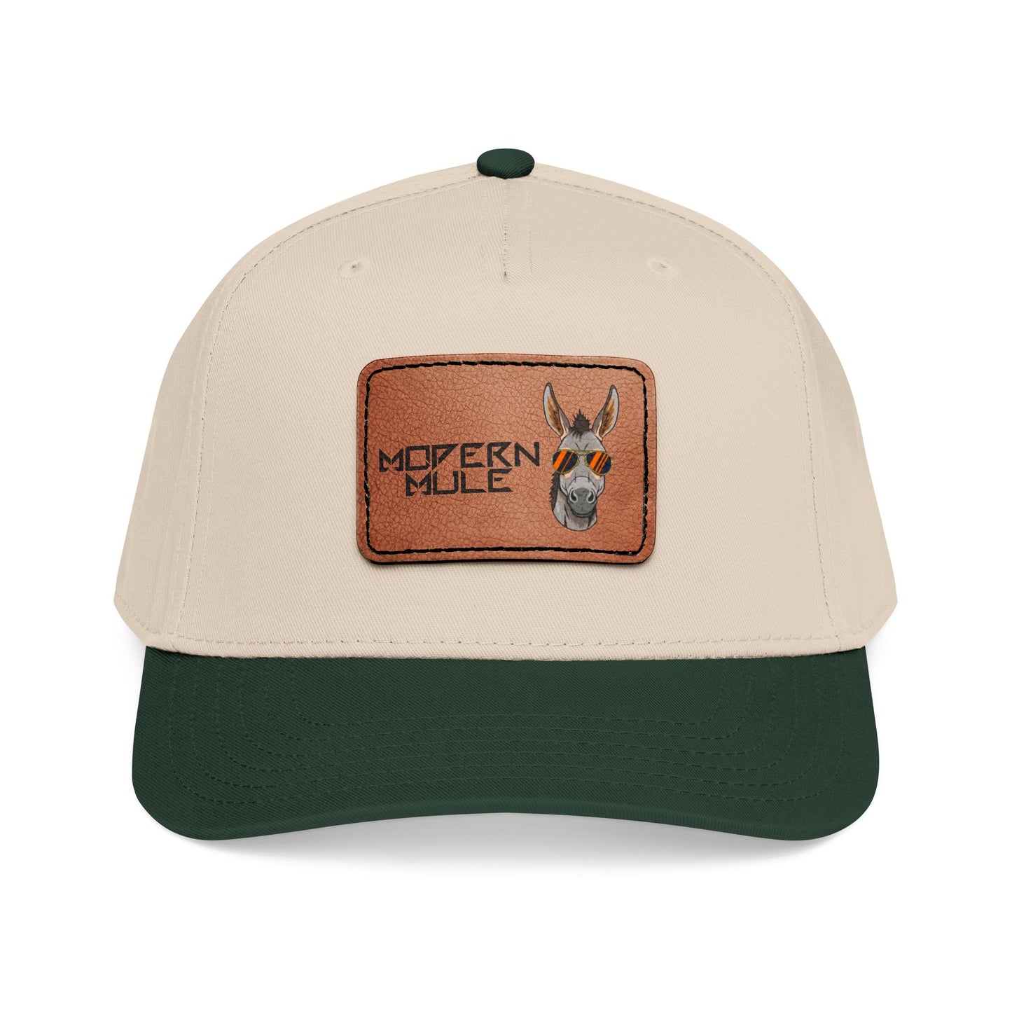 Mid Profile Baseball Cap with Leather Patch (Rectangle)