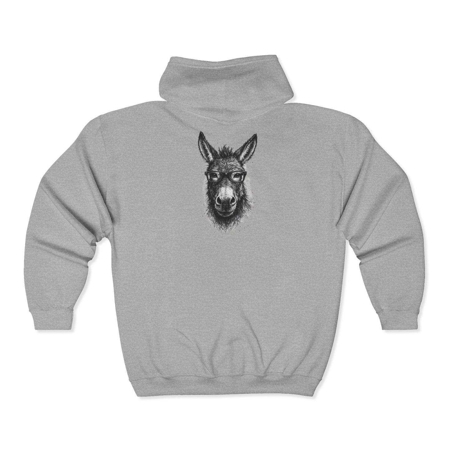 Llama Portrait Zip Hoodie — Realistic Llama Face Full-Zip Sweatshirt
