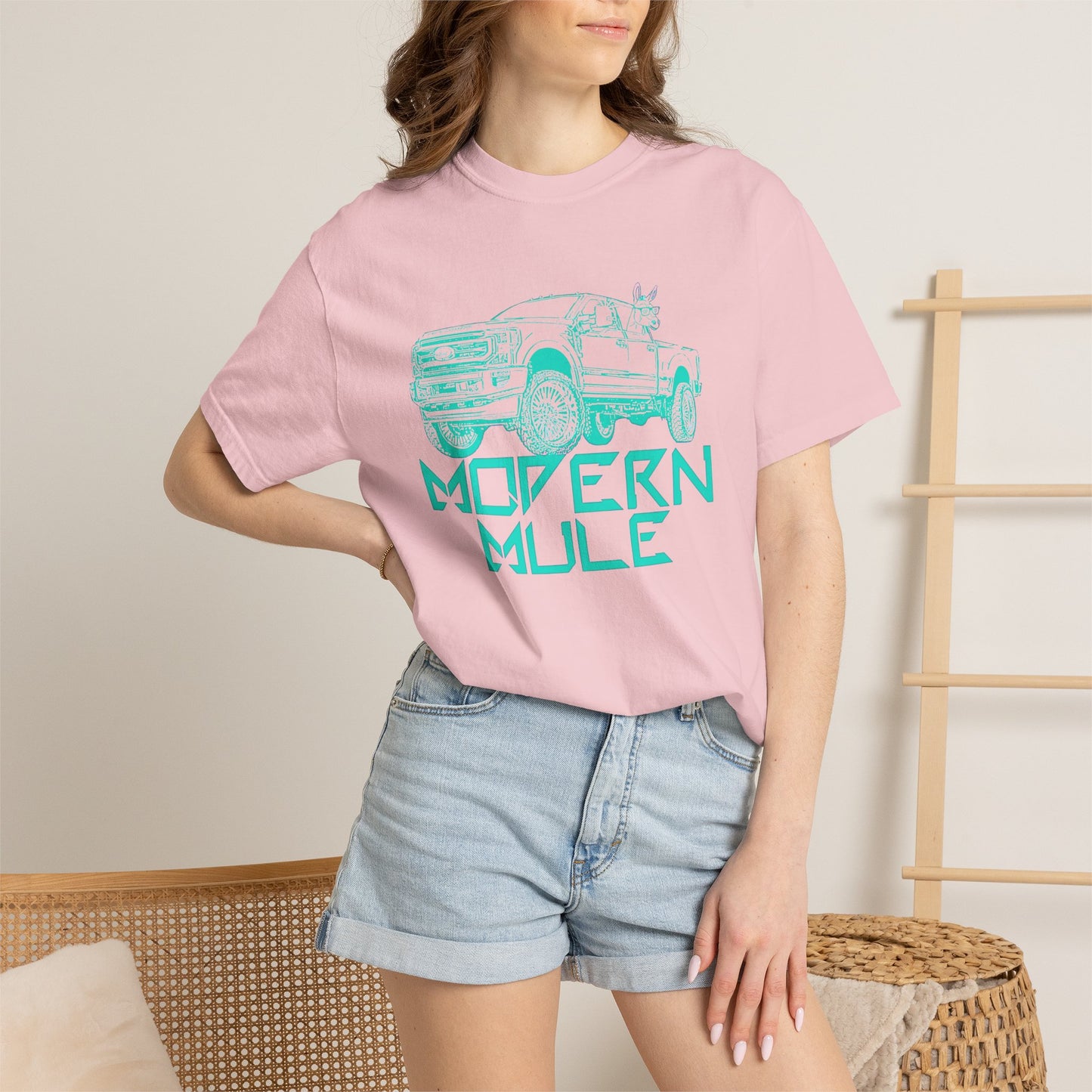 Modern Mule Truck T-Shirt — 'Modern Mule' Graphic Tee with Mini Donkey Back Art