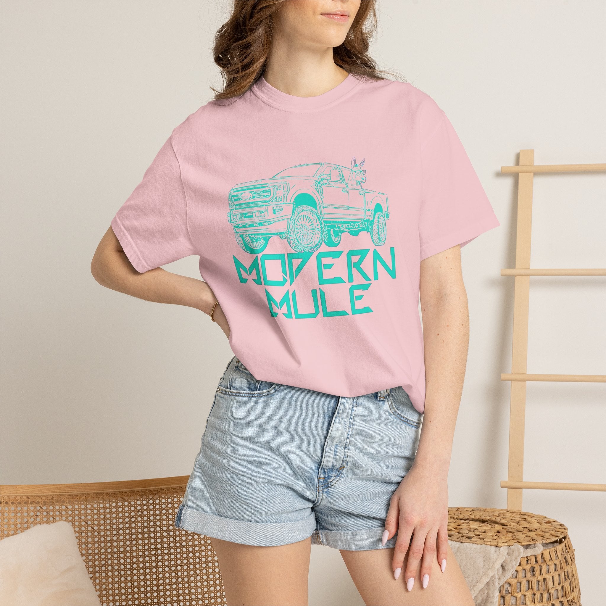Modern Mule Truck T-Shirt — 'Modern Mule' Graphic Tee with Mini Donkey Back Art