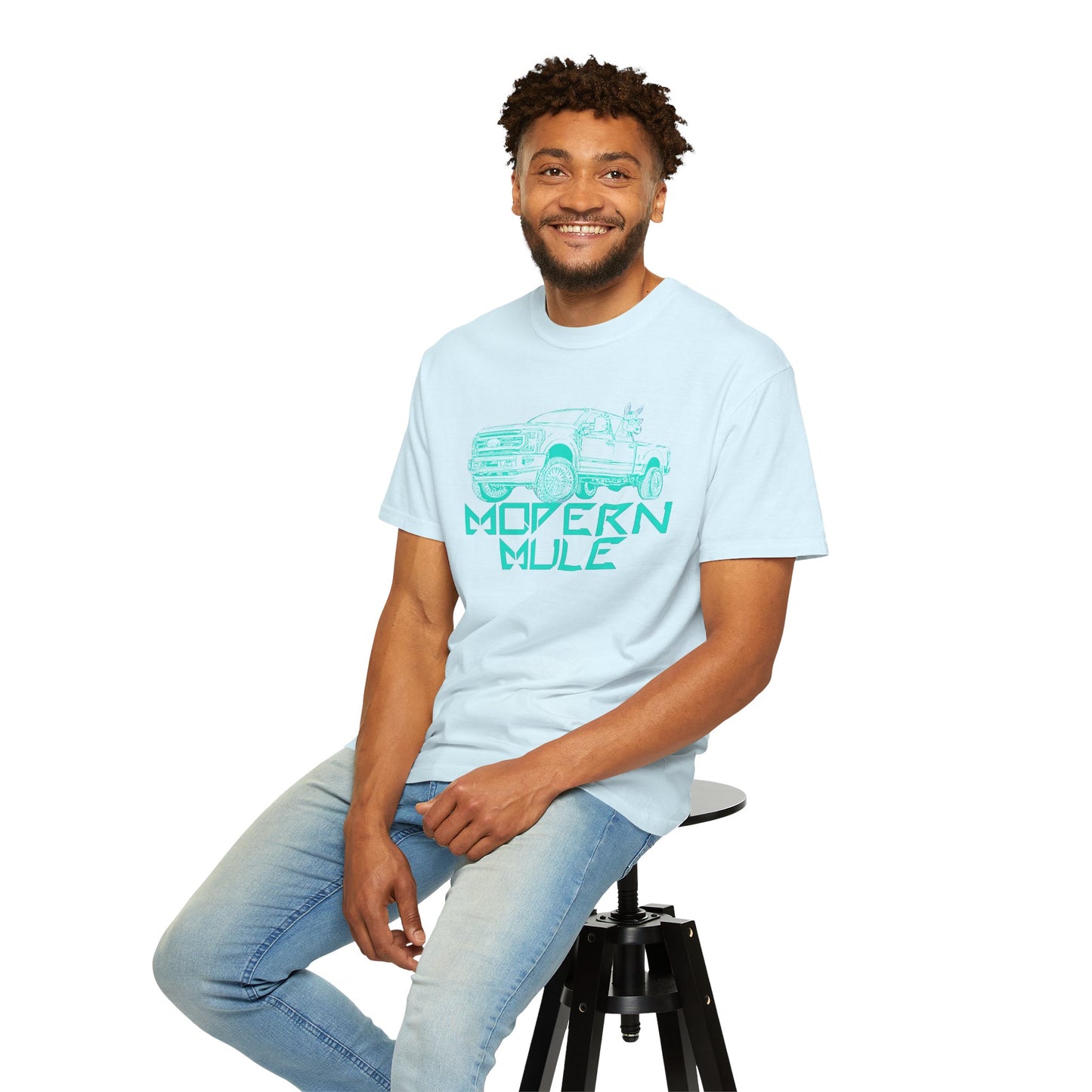 Modern Mule Truck T-Shirt — 'Modern Mule' Graphic Tee with Mini Donkey Back Art