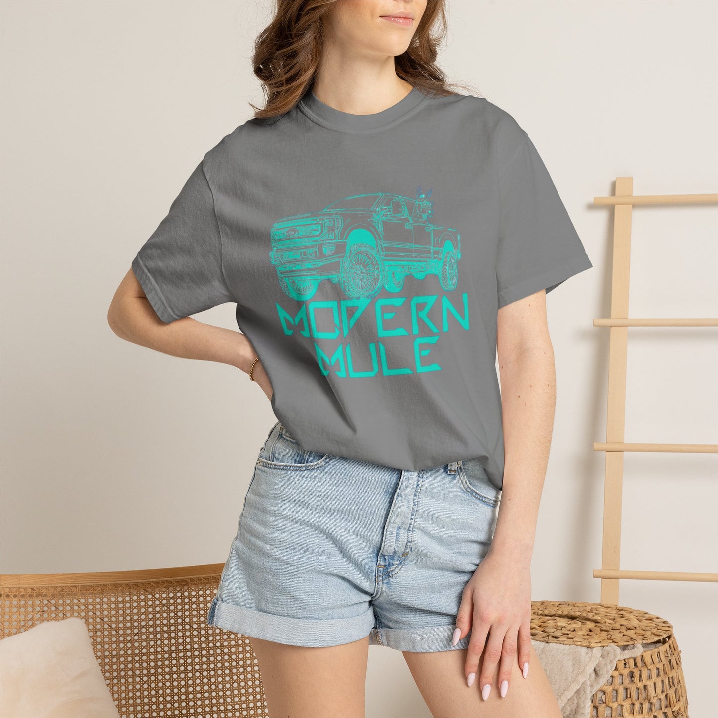 Modern Mule Truck T-Shirt — 'Modern Mule' Graphic Tee with Mini Donkey Back Art