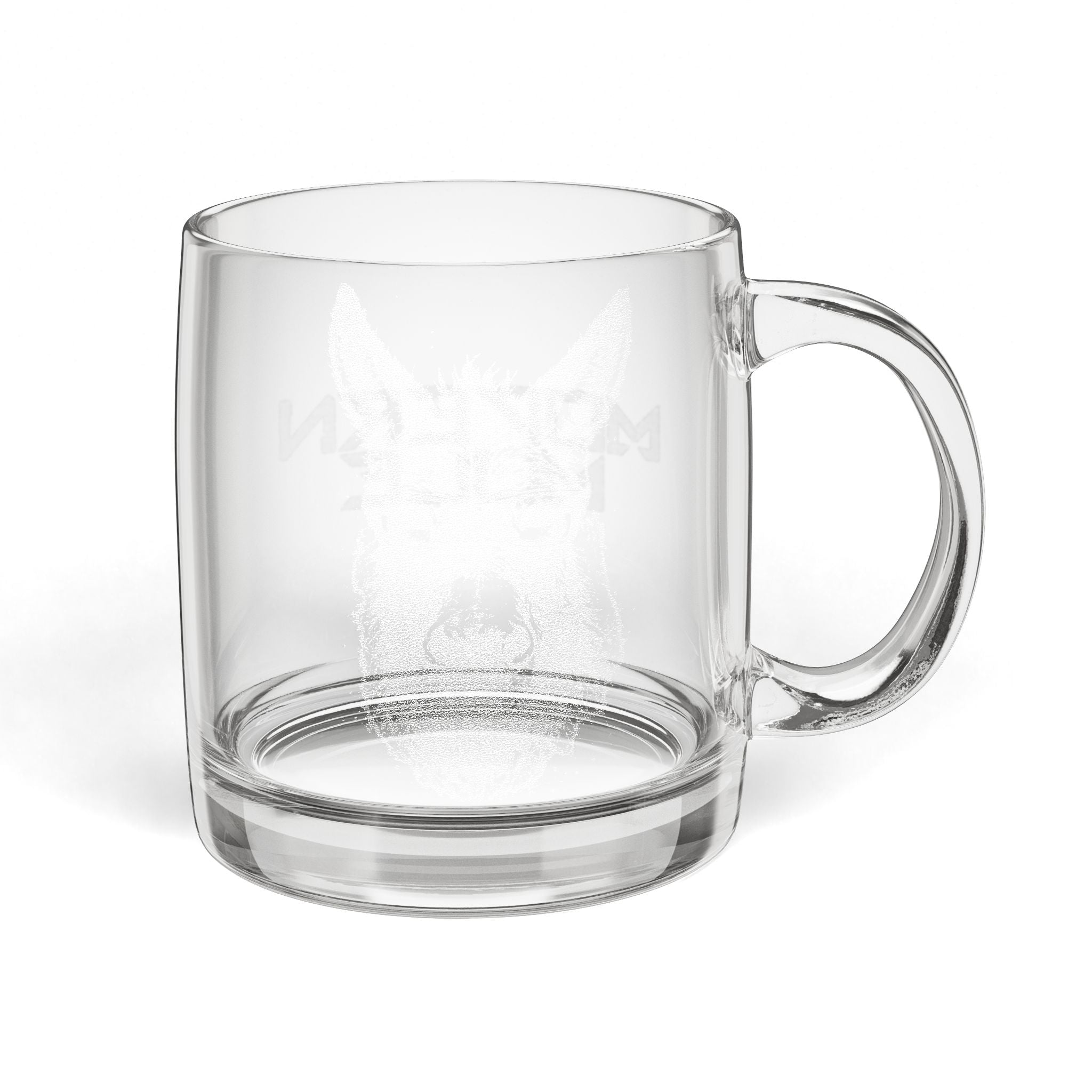 Engraved Glass Coffee Mug — Modern Mule Logo, 12.25 oz