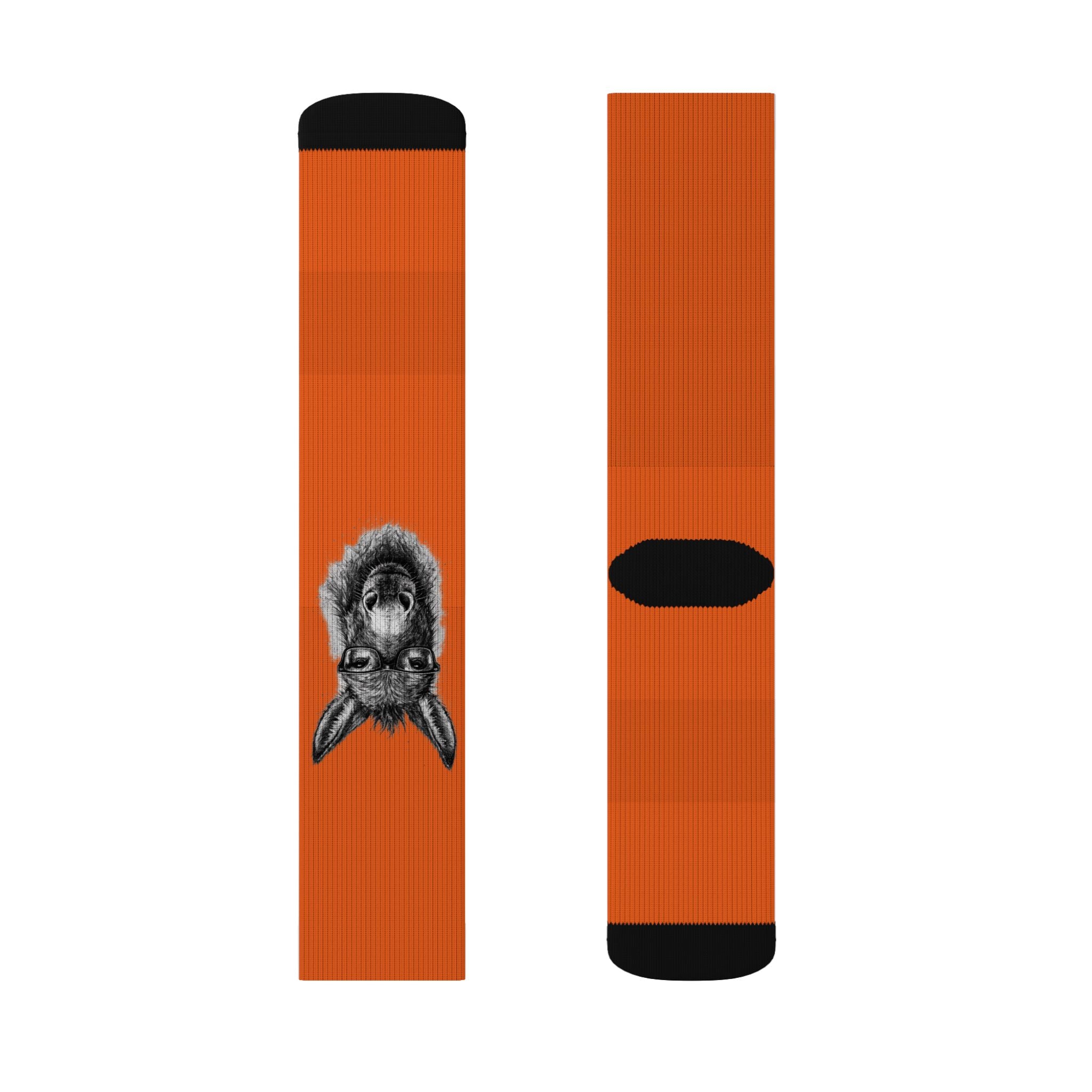 Modern Mule Orange Sublimation Socks — Donkey Graphic Crew Socks